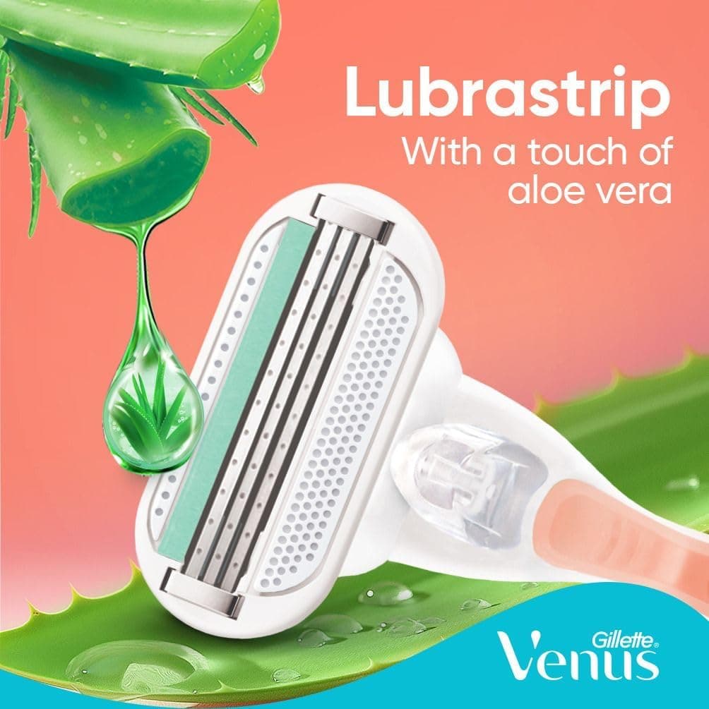 تیغ اصلاح زنانه Gillette Venus Smooth Sensitive قابل تعویض با 1 دسته و 2 تیغ یدکی تیغ اصلاح زنانه Gillette Venus Smooth Sensitive قابل تعویض با 1 دسته و 2 تیغ یدکی