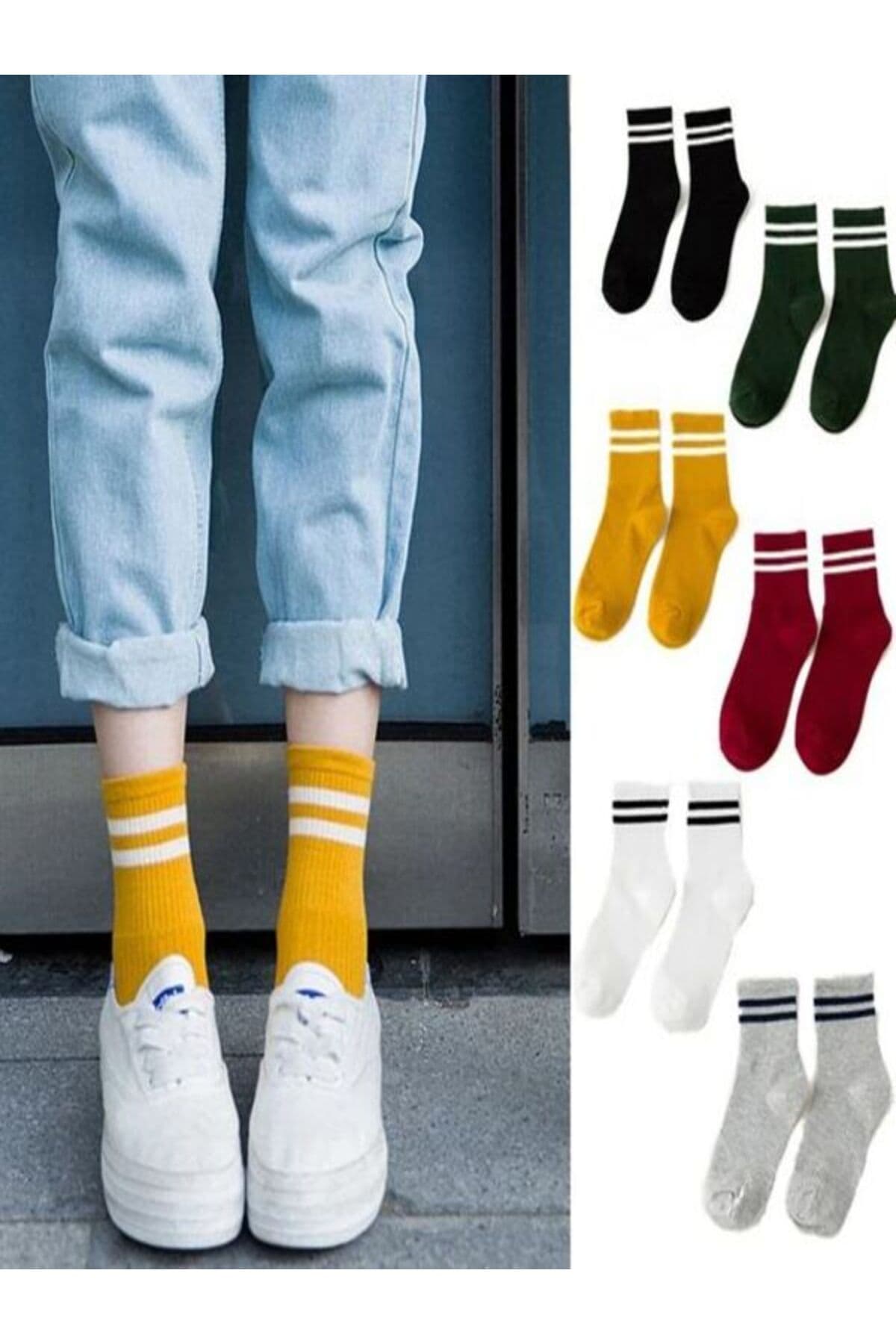 جوراب تنیس یونیسکس Sky Socks ست 6 تایی اقتصادی رنگی طرحدار حلقهای جوراب تنیس یونیسکس Sky Socks ست 6 تایی اقتصادی رنگی طرحدار حلقهای