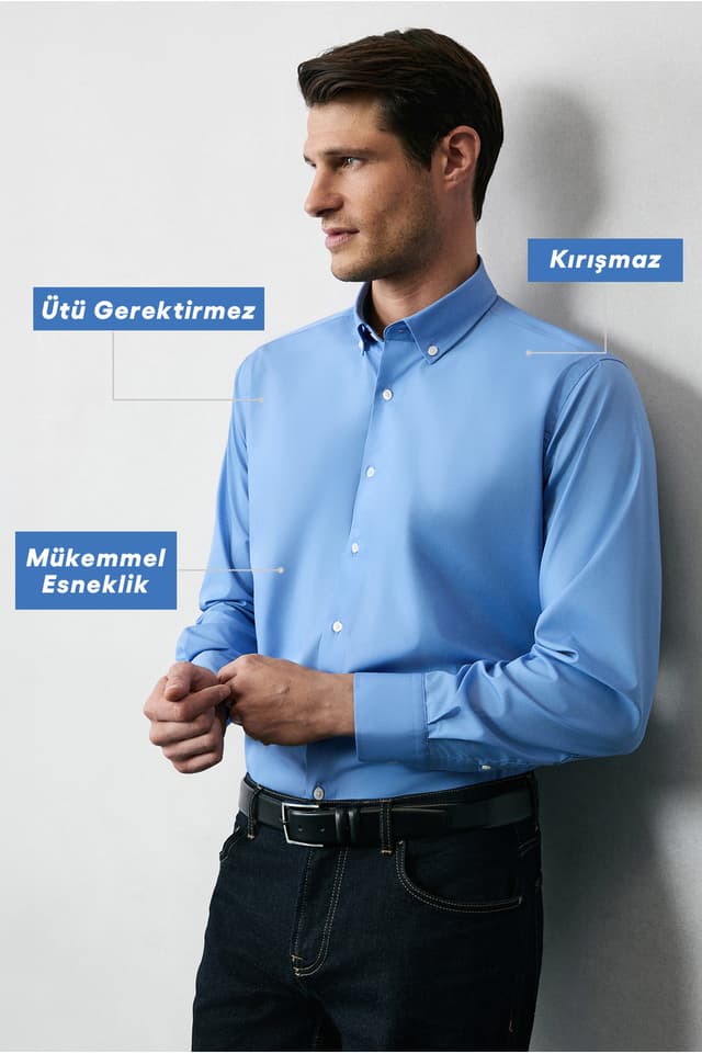 پیراهن مردانه Kiğılı آستین بلند فیت معمولی یقه دکمهدار نخی بدون نیاز به اتو پیراهن مردانه Kiğılı آستین بلند فیت معمولی یقه دکمهدار نخی بدون نیاز به اتو