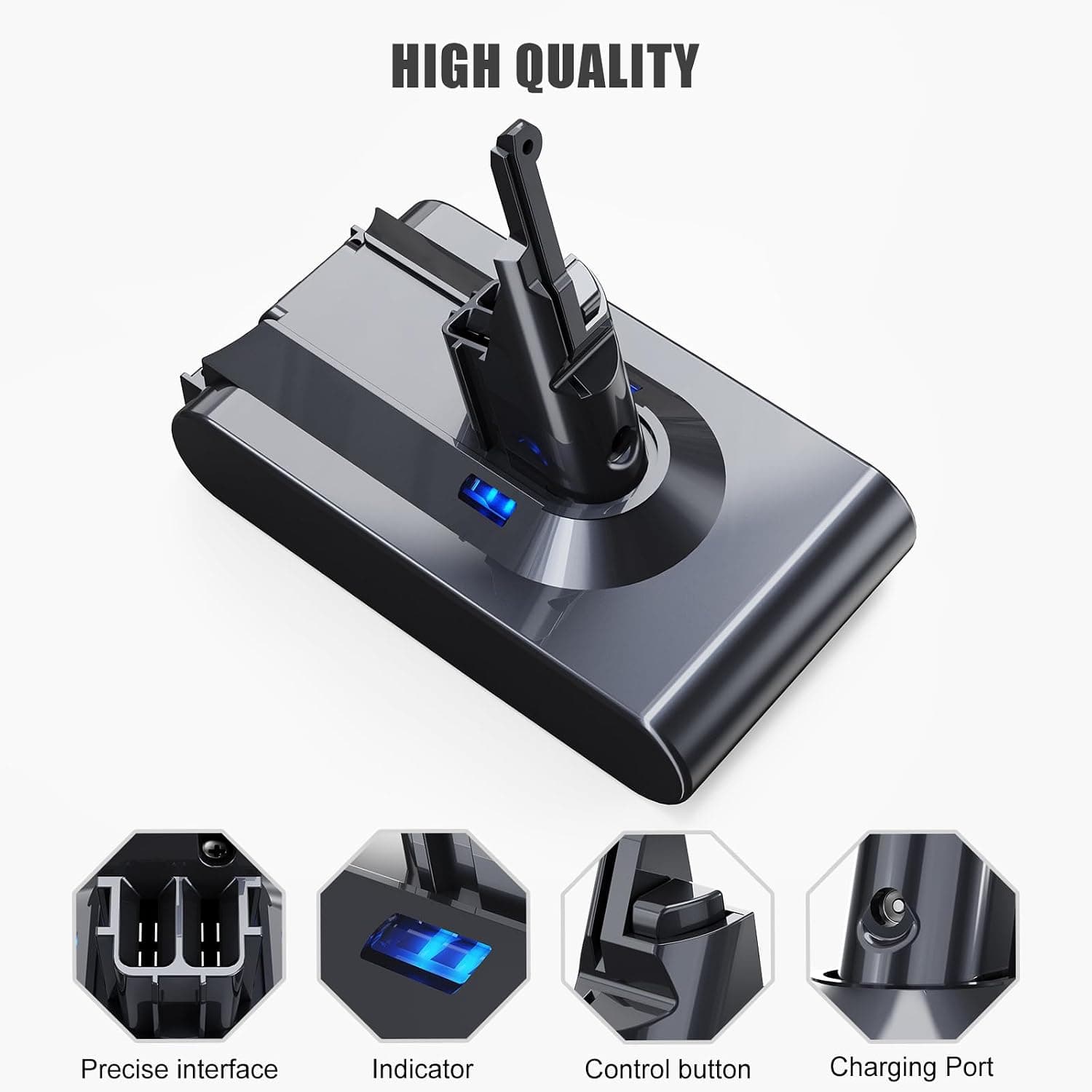 باتری جایگزین Vunzo با ظرفیت 8000 mAh مناسب جاروبرقی Dyson V8 باتری جایگزین Vunzo با ظرفیت 8000 mAh مناسب جاروبرقی Dyson V8