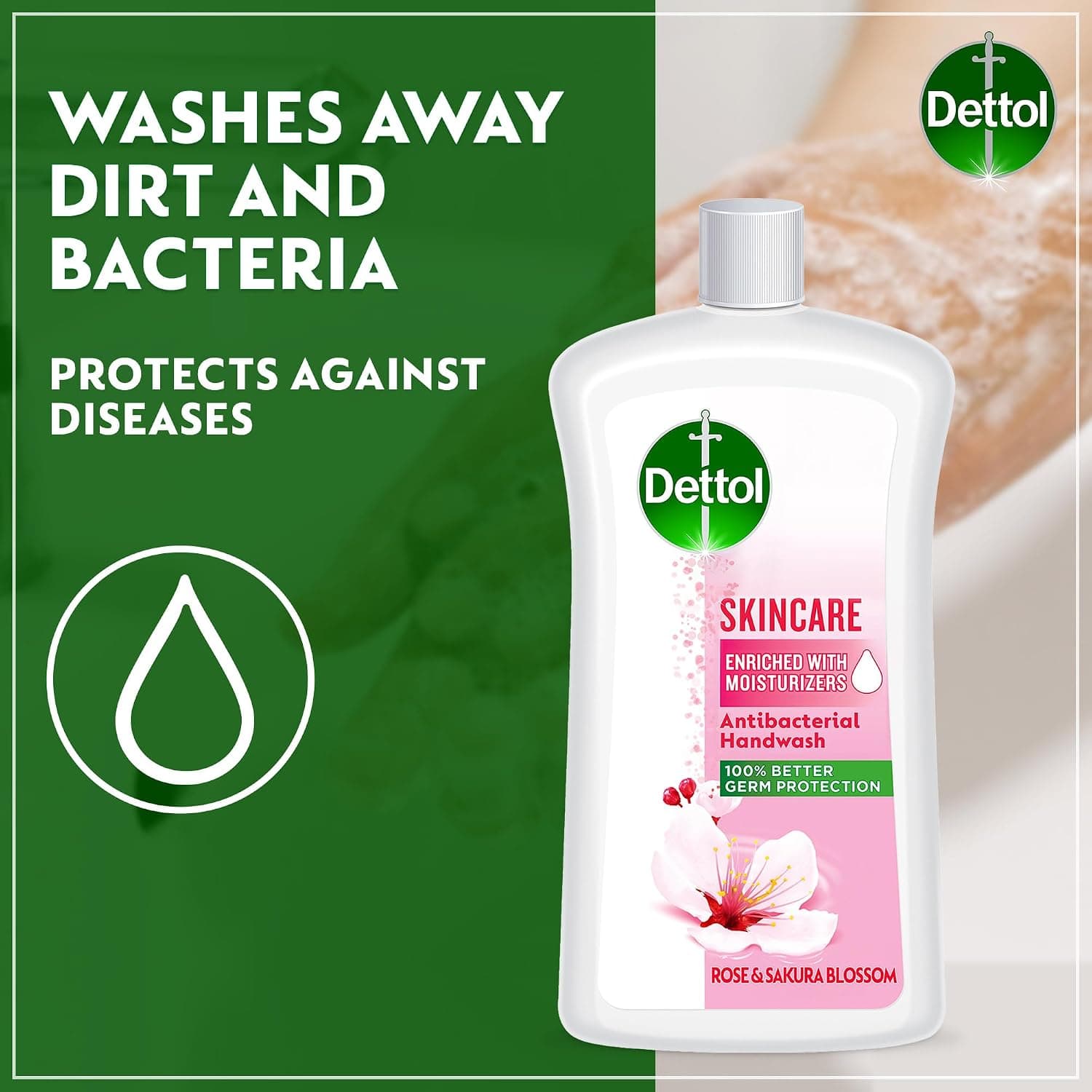 مایع دستشویی Dettol رفیل مراقبت پوست رایحه رز و ساکورا 1L مایع دستشویی Dettol رفیل مراقبت پوست رایحه رز و ساکورا 1L
