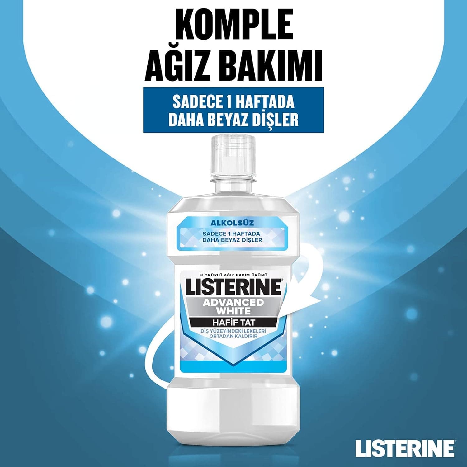 دهانشویه Listerine Advanced White با طعم ملایم 500 ml دهانشویه Listerine Advanced White با طعم ملایم 500 ml