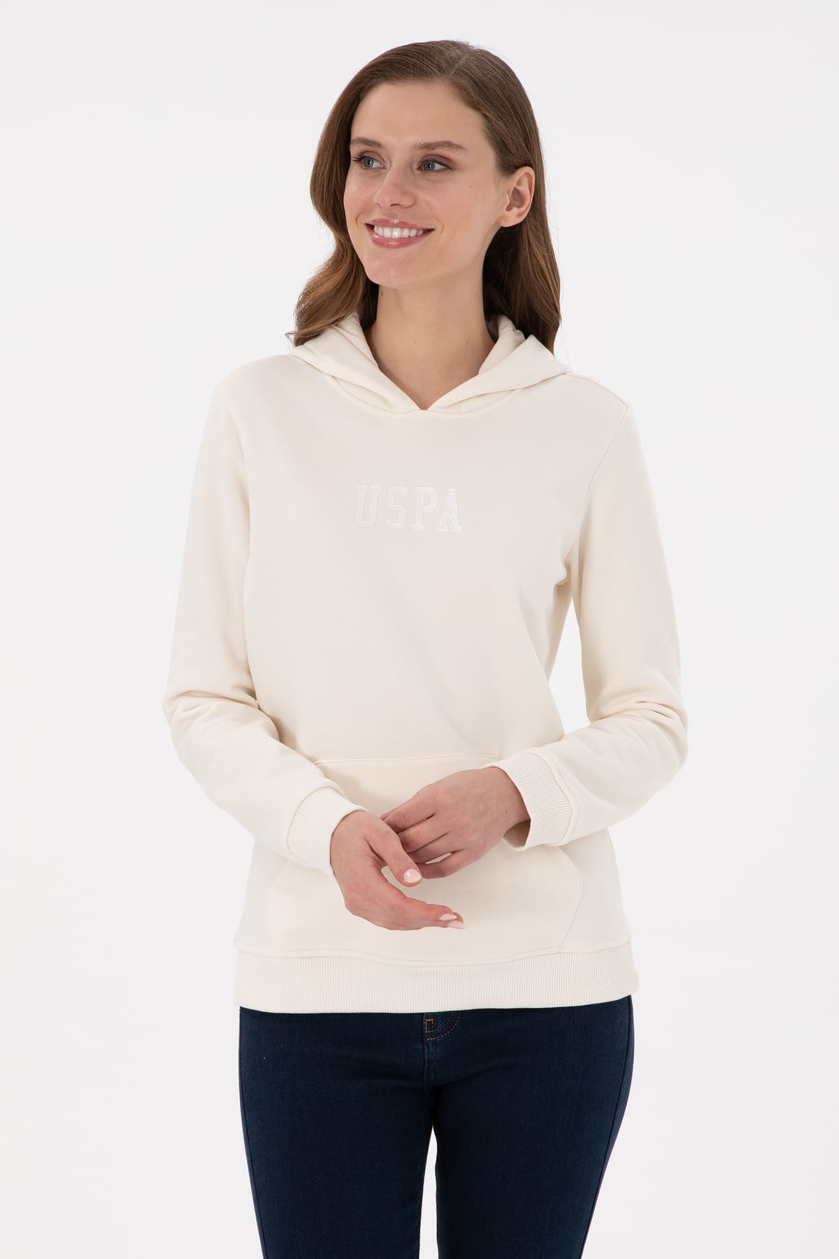 سوئیشرت زنانه U.S. Polo Assn. کلاهدار کرم ساده مدل 50289536-VR071 سوئیشرت زنانه U.S. Polo Assn. کلاهدار کرم ساده مدل 50289536-VR071
