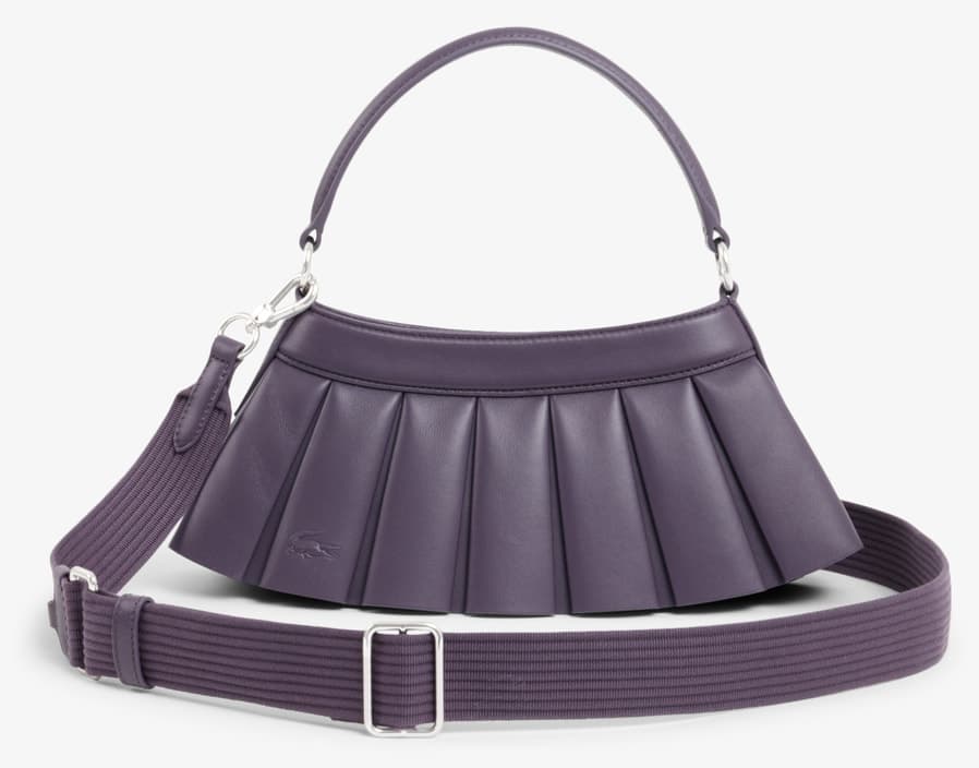 کیف دوشی زنانه Lacoste چرمی بنفش مدل H Lenglen کیف دوشی زنانه Lacoste چرمی بنفش مدل H Lenglen