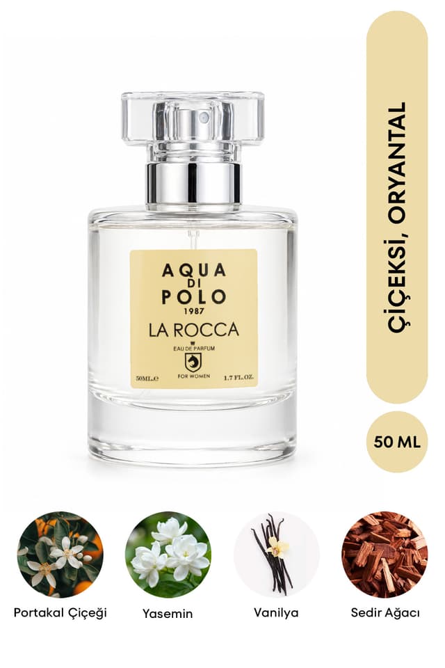 ادوپرفیوم زنانه Aqua Di Polo 1987 با رایحه گلدار و شرقی مدل La Rocca 50ml ادوپرفیوم زنانه Aqua Di Polo 1987 با رایحه گلدار و شرقی مدل La Rocca 50ml