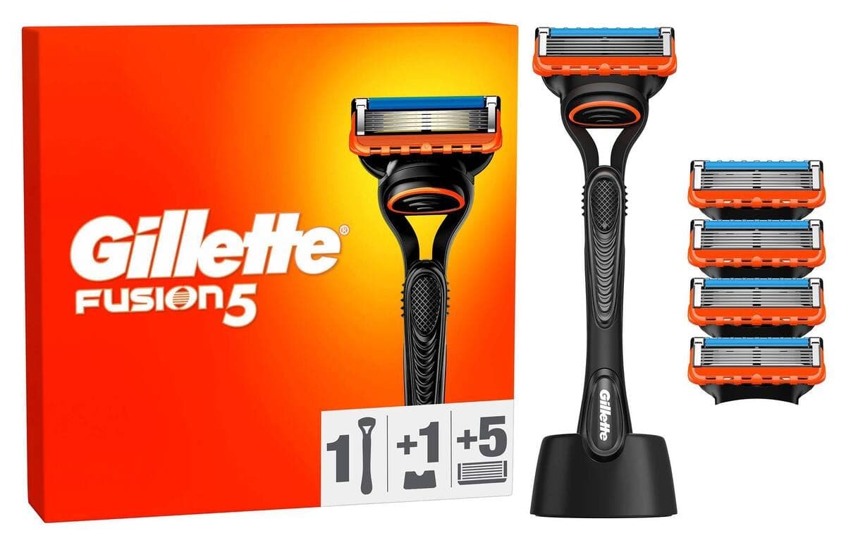 ست خودتراش Gillette Fusion5 با 5 تیغ یدک و پایه نگهدارنده ست خودتراش Gillette Fusion5 با 5 تیغ یدک و پایه نگهدارنده