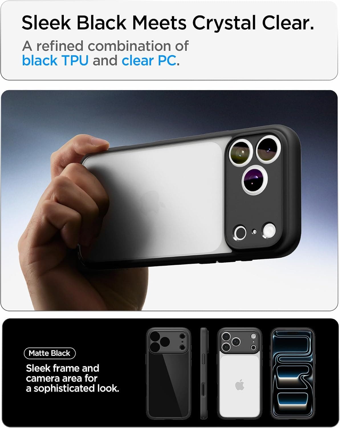 قاب گوشی سازگار با iPhone 18 Pro / 17 Pro Spigen Ultra Hybrid مشکی مات مدل ACS10065 قاب گوشی سازگار با iPhone 18 Pro / 17 Pro Spigen Ultra Hybrid مشکی مات مدل ACS10065