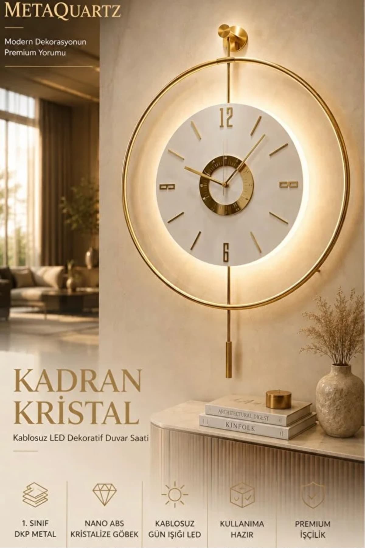 ساعت دیواری پسرانه MetaQuartz با صفحه اسکاندیناوی LED طلایی سایز کوچک 40*60 CM ساعت دیواری پسرانه MetaQuartz با صفحه اسکاندیناوی LED طلایی سایز کوچک 40*60 CM