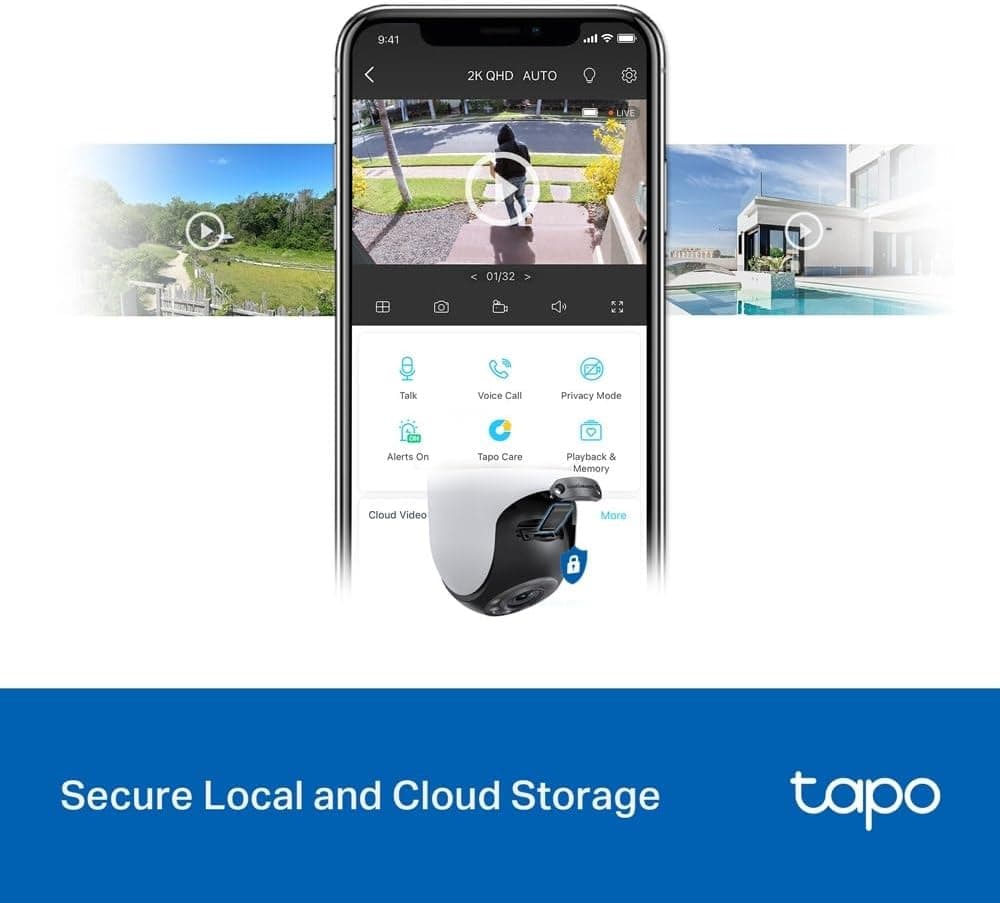 دوربین امنیتی فضای باز Tapo مدل C520WS، 2K QHD، چرخش 360°، IP66، دید در شب رنگی، صدای دوطرفه، ذخیرهسازی ابری/محلی و هشدار صوتیونوری دوربین امنیتی فضای باز Tapo مدل C520WS، 2K QHD، چرخش 360°، IP66، دید در شب رنگی، صدای دوطرفه، ذخیرهسازی ابری/محلی و هشدار صوتیونوری