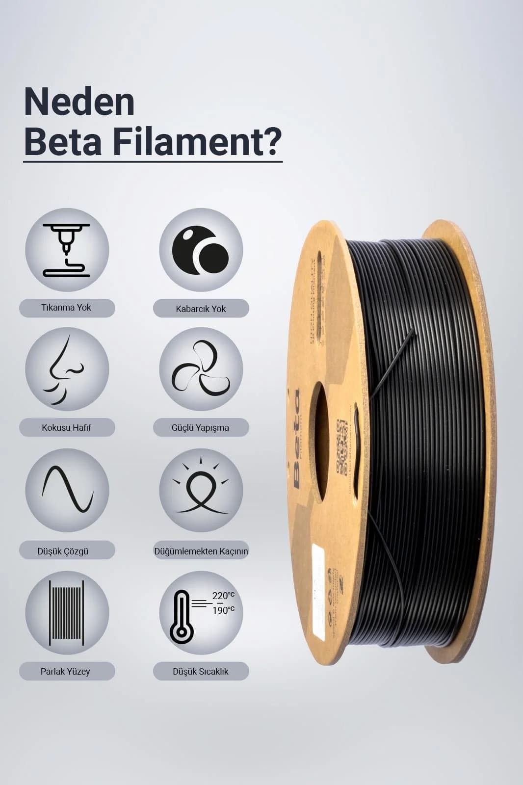 فیلامنت Beta Filament از جنس PLA+ به رنگ مشکی فیلامنت Beta Filament از جنس PLA+ به رنگ مشکی