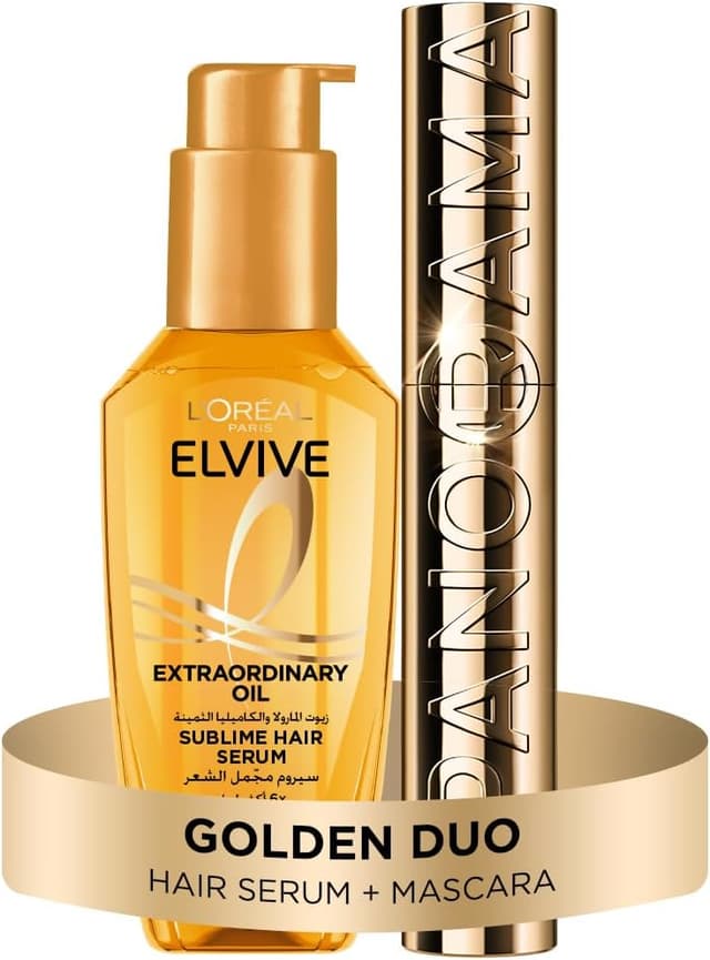 ست ریمل مشکی L'Oréal Paris Volume Million Lashes Panorama و سرم مو L'Oréal Paris Elvive Extraordinary Oil طلایی، 10.5 ml + 100 ml ست ریمل مشکی L'Oréal Paris Volume Million Lashes Panorama و سرم مو L'Oréal Paris Elvive Extraordinary Oil طلایی، 10.5 ml + 100 ml