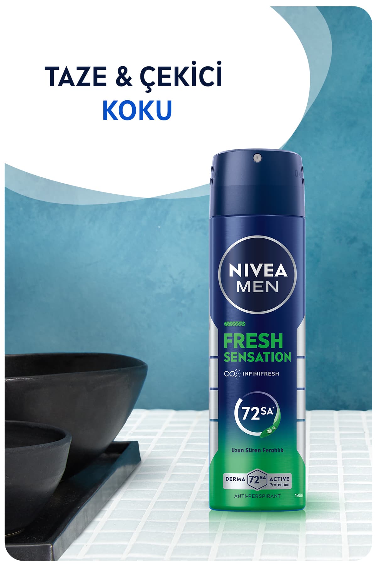 دئودورانت اسپری پسرانه NIVEA MEN Fresh Sensation 250ml ضد تعریق 72 ساعته دئودورانت اسپری پسرانه NIVEA MEN Fresh Sensation 250ml ضد تعریق 72 ساعته