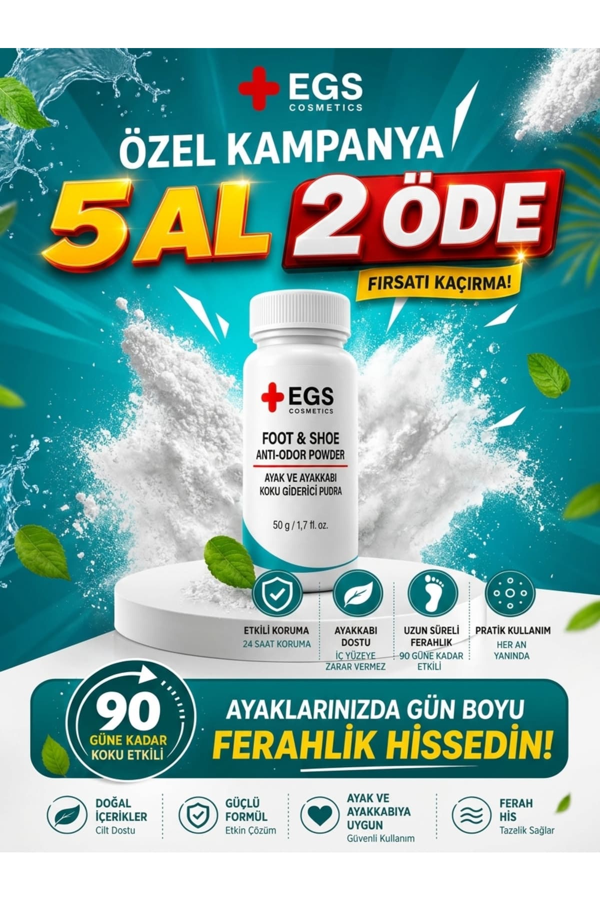 پودر ضد بوی پا و کفش EGŞ COSMETİCS 50 gr پودر ضد بوی پا و کفش EGŞ COSMETİCS 50 gr