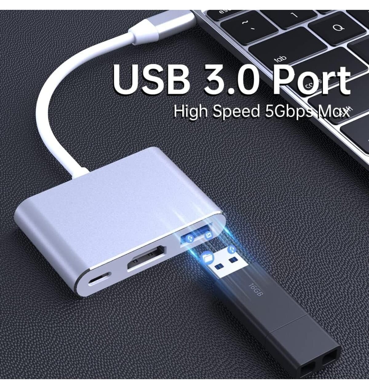 آداپتور Type-C 3in1 Coverzone با HDMI 4K و USB 3.0 مدل TC-23 آداپتور Type-C 3in1 Coverzone با HDMI 4K و USB 3.0 مدل TC-23