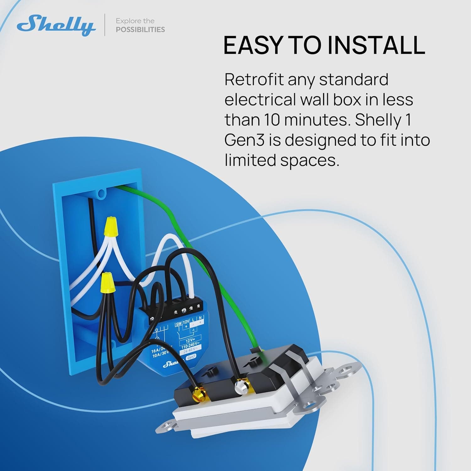 رله کلید هوشمند WLAN Shelly بدون نیاز به هاب مدل 1 Gen3 رله کلید هوشمند WLAN Shelly بدون نیاز به هاب مدل 1 Gen3