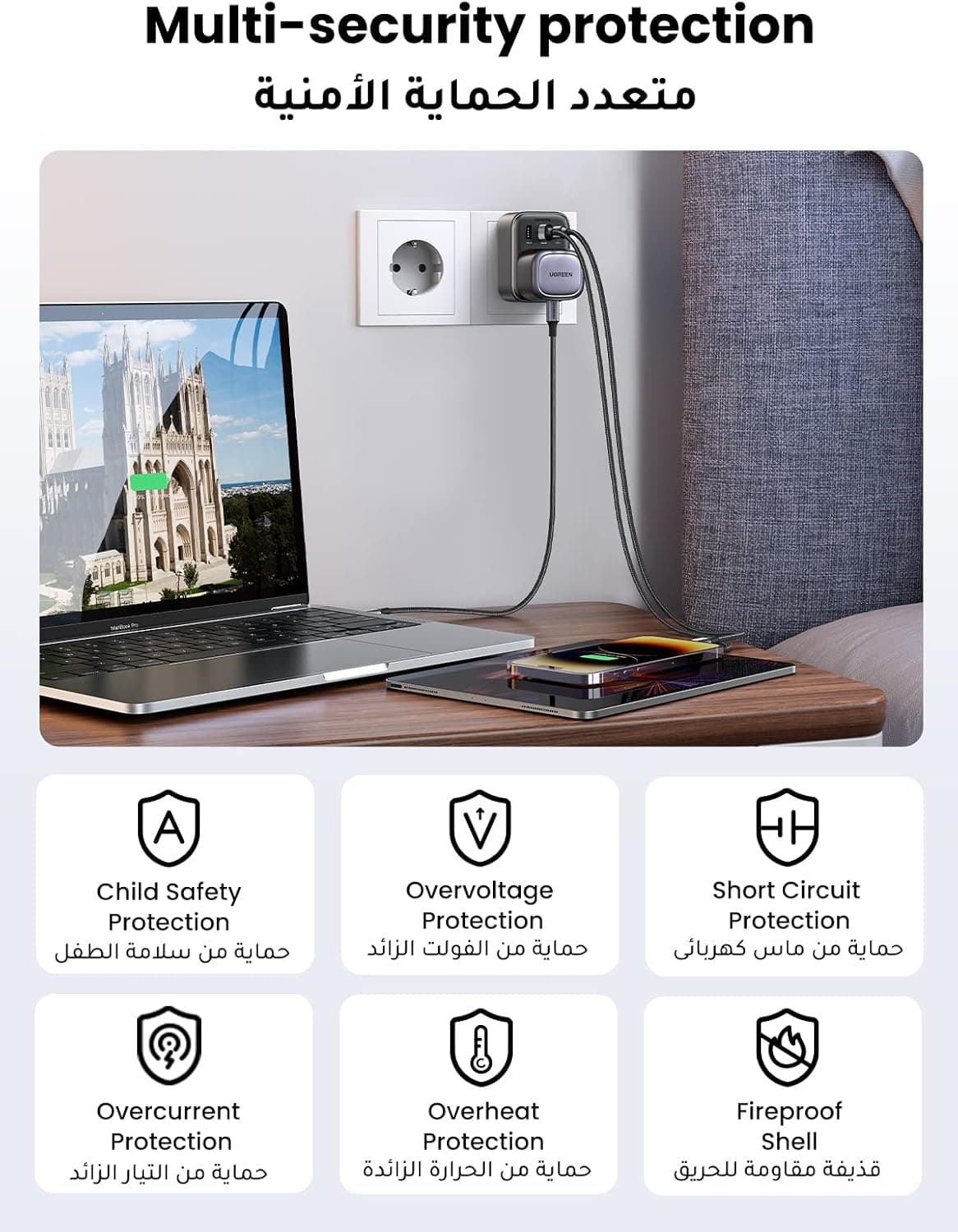 آداپتور مسافرتی UGREEN تبدیل پریز UK به دوشاخه DE با درگاههای USB 30W آداپتور مسافرتی UGREEN تبدیل پریز UK به دوشاخه DE با درگاههای USB 30W