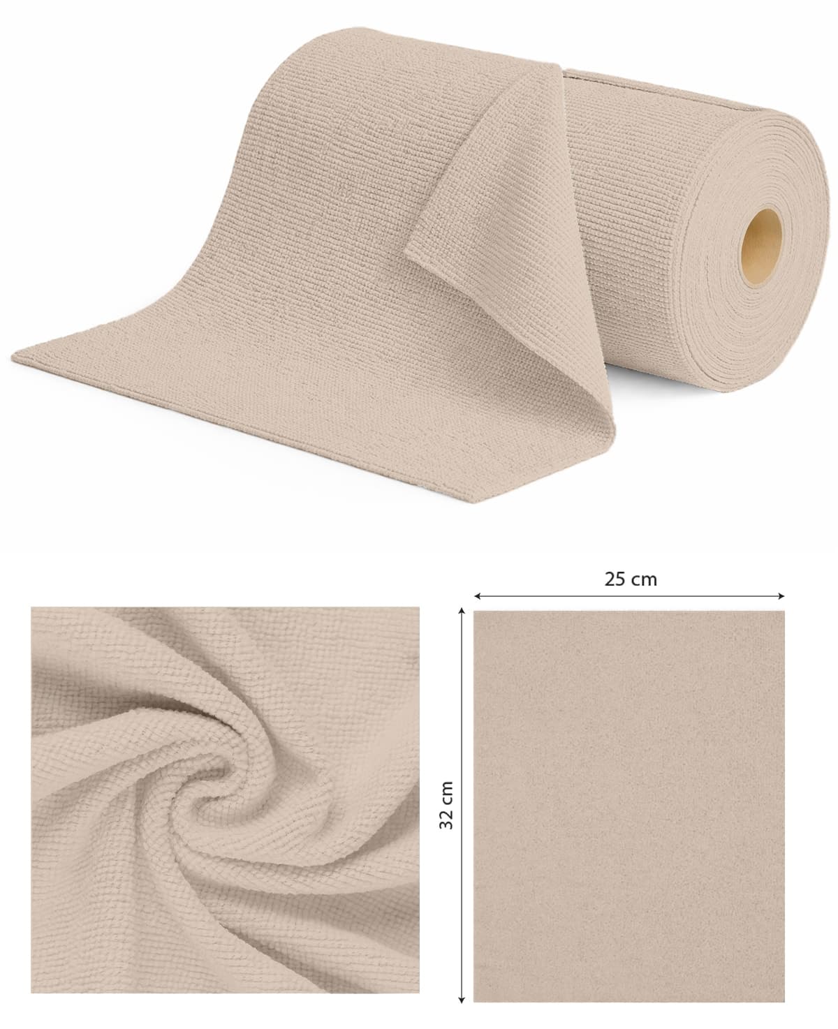 دستمال میکروفایبر چندمنظوره تمیزکاری Lavine رولی 20 عددی 25x32 4XL بژ دستمال میکروفایبر چندمنظوره تمیزکاری Lavine رولی 20 عددی 25x32 4XL بژ