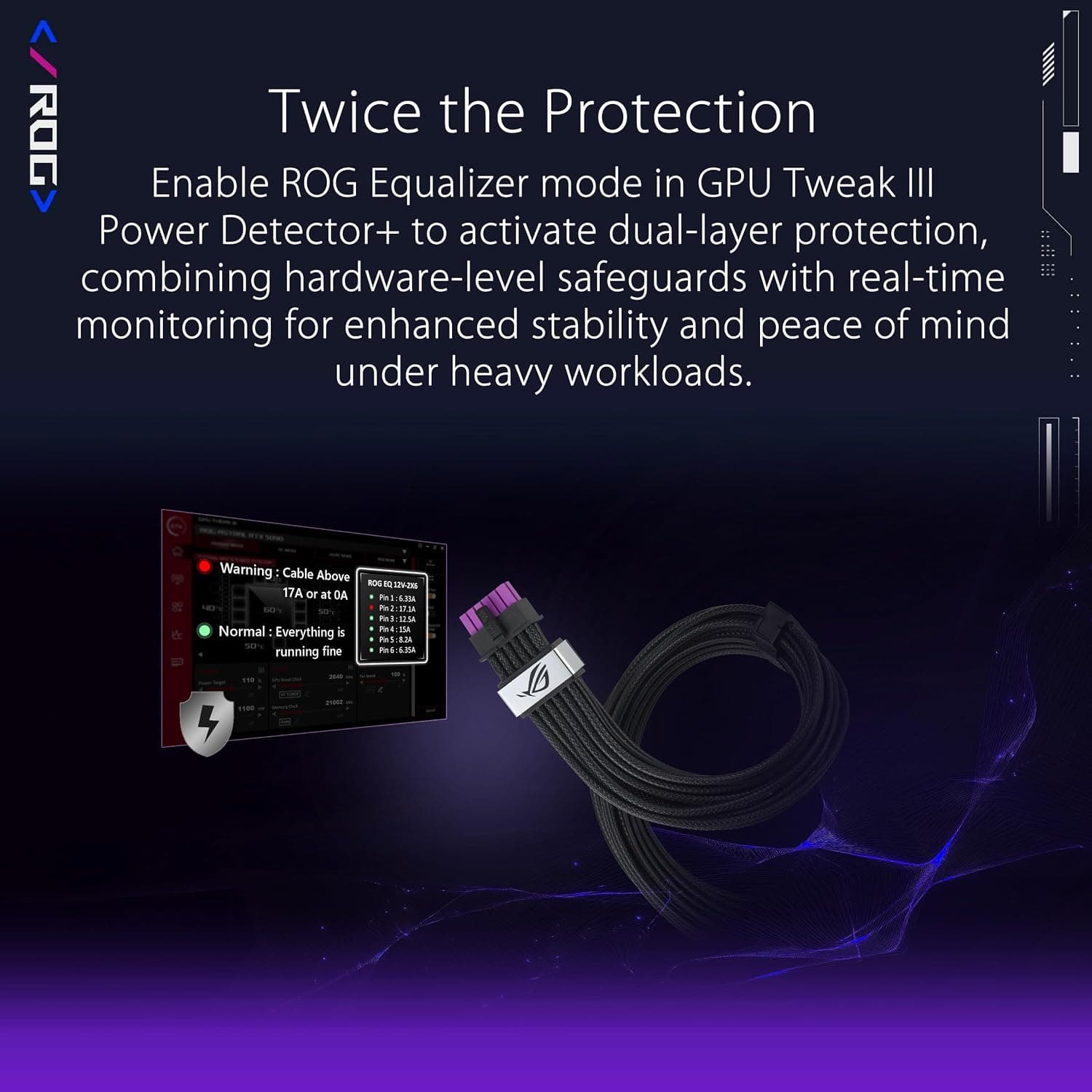 کابل برق PCIe ASUS ROG Equalizer مدل 12V-2x6، سازگار با ATX 3.1 و PCIe 5.1، با 3 سال گارانتی کابل برق PCIe ASUS ROG Equalizer مدل 12V-2x6، سازگار با ATX 3.1 و PCIe 5.1، با 3 سال گارانتی