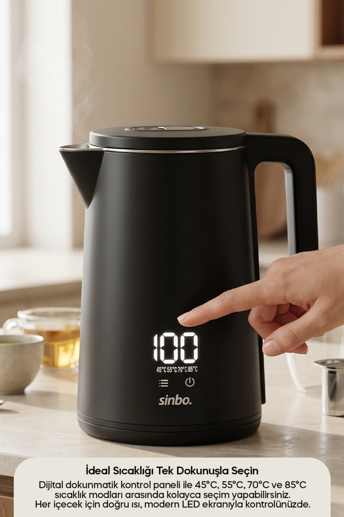 کتری برقی Sinbo دیجیتال لمسی 1.8 L با تنظیم دما مدل SK-8042 کتری برقی Sinbo دیجیتال لمسی 1.8 L با تنظیم دما مدل SK-8042