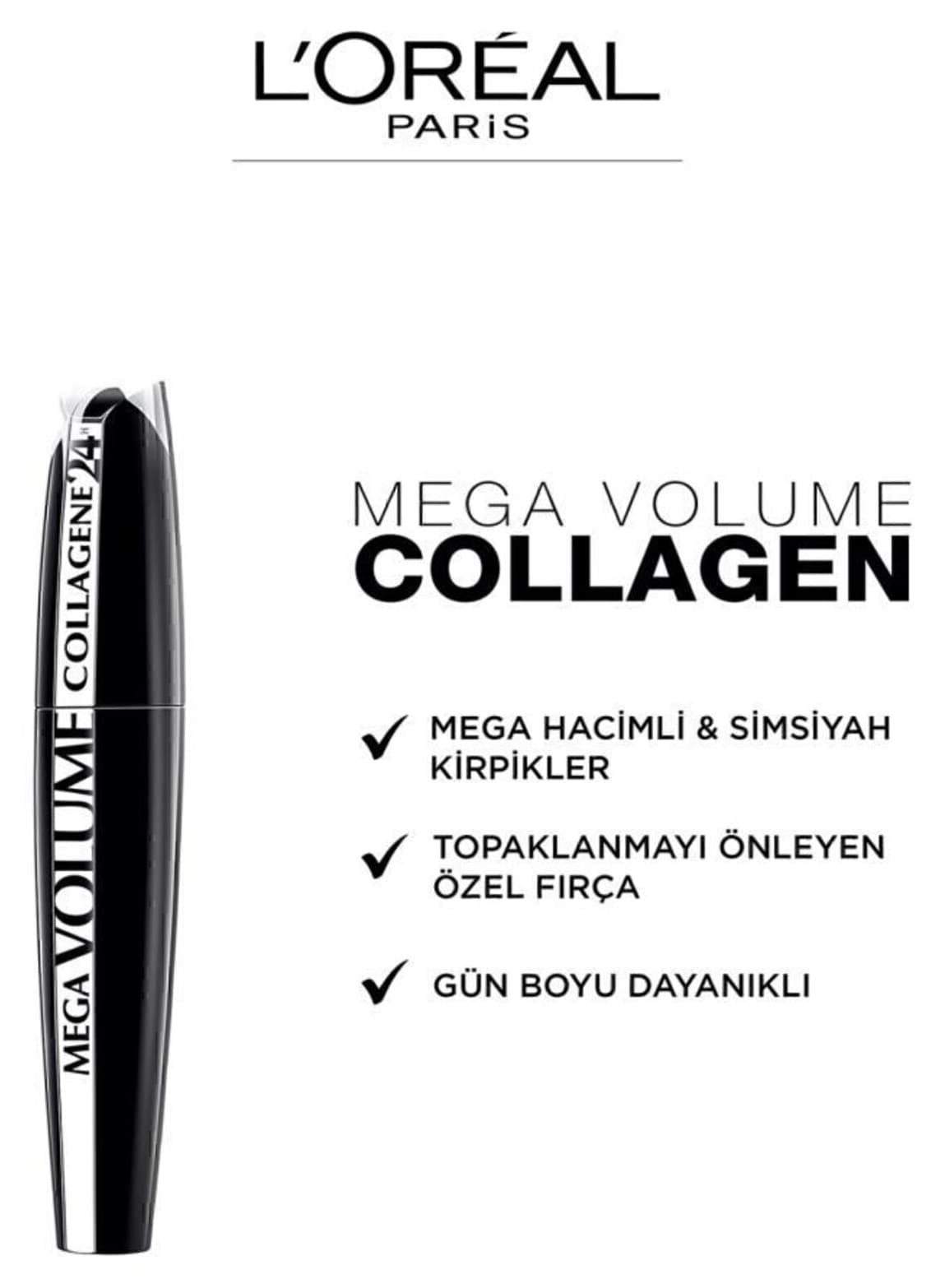ماسکارا L'Oreal Paris مشکی Mega Volume Collagene 24h ماسکارا L'Oreal Paris مشکی Mega Volume Collagene 24h