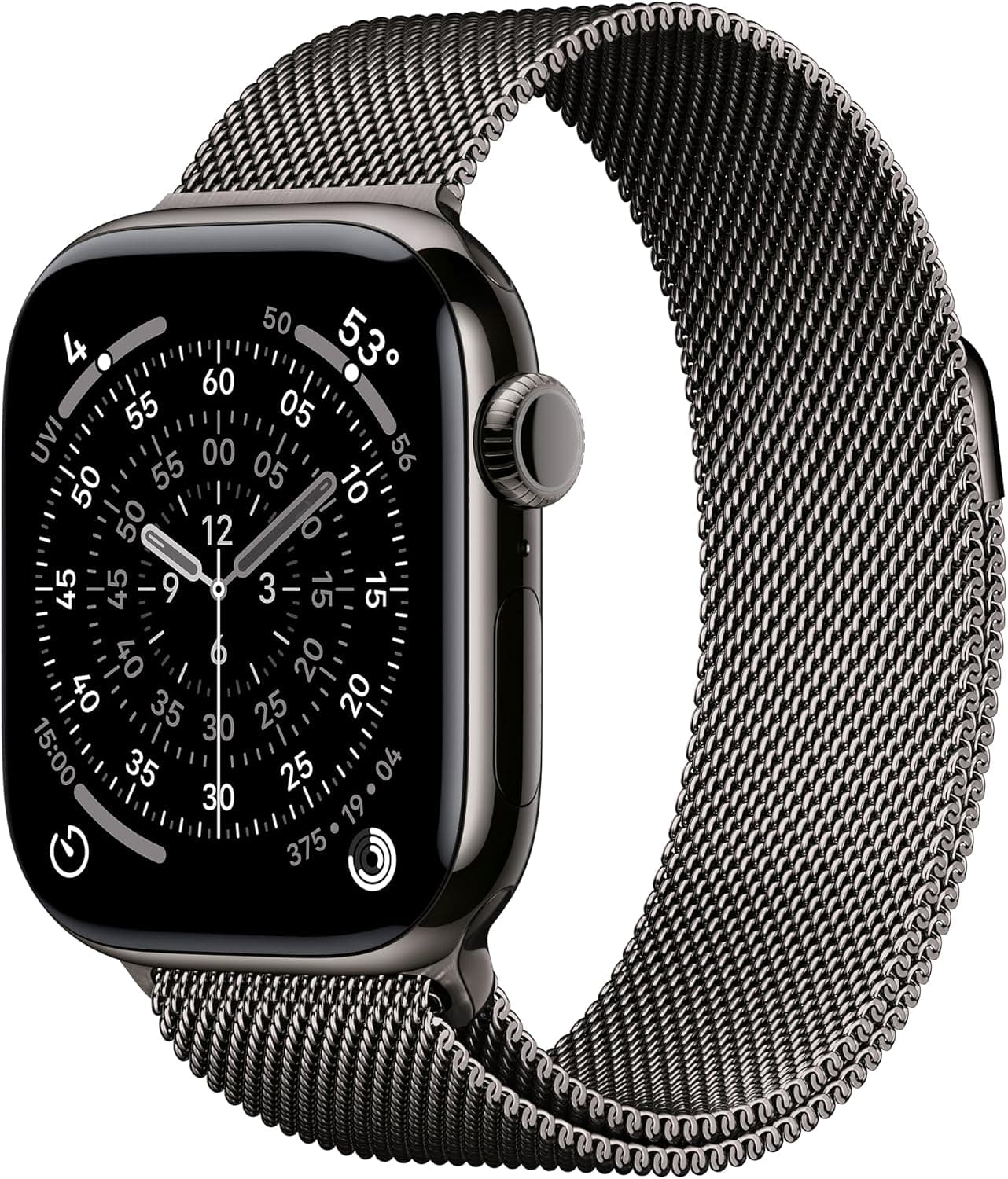 ساعت هوشمند Apple Watch Series 11 GPS + Cellular با قاب تیتانیومی اردوازی 42 mm و بند ورزشی مشکی S/M ساعت هوشمند Apple Watch Series 11 GPS + Cellular با قاب تیتانیومی اردوازی 42 mm و بند ورزشی مشکی S/M