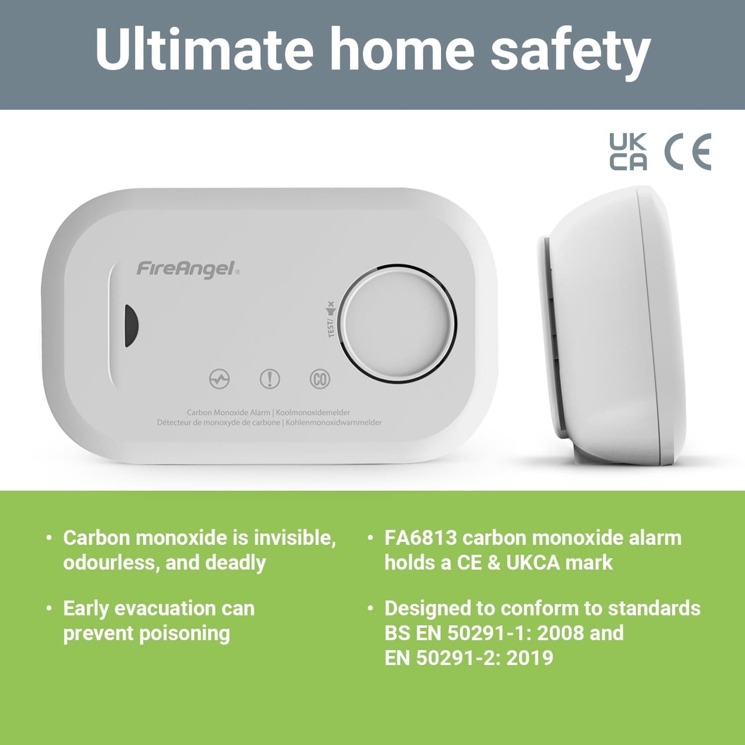 آشکارساز منواکسید کربن و آلارم FireAngel مدل FA6813-EUX10 با باتری قابل تعویض آشکارساز منواکسید کربن و آلارم FireAngel مدل FA6813-EUX10 با باتری قابل تعویض