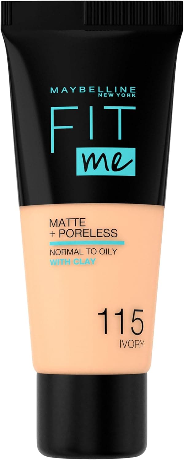 کرم پودر مایع مناسب پوست معمولی تا چرب MAYBELLINE مات و بدون منافذ Fit Me رنگ 115 Ivory کرم پودر مایع مناسب پوست معمولی تا چرب MAYBELLINE مات و بدون منافذ Fit Me رنگ 115 Ivory