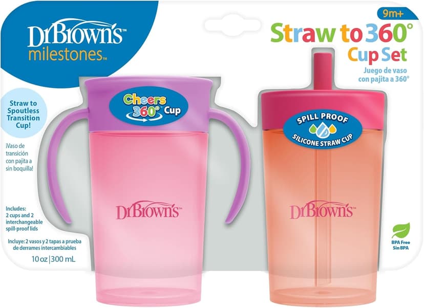 ست لیوان آموزشی کودک Dr. Brown's Milestones صورتی مرجانی 300mL 2 Pack ست لیوان آموزشی کودک Dr. Brown's Milestones صورتی مرجانی 300mL 2 Pack