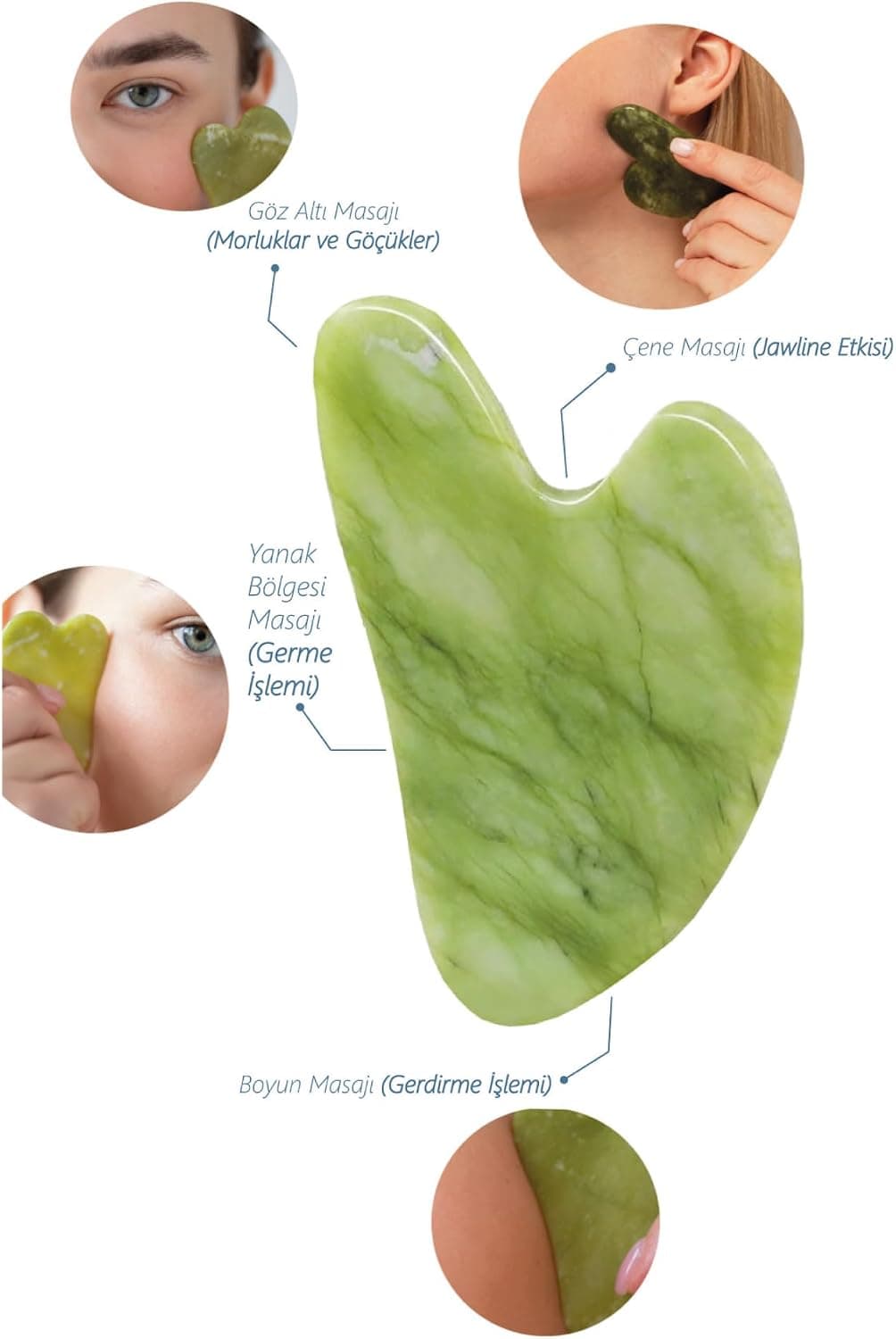 ست ماساژ صورت Seay غلتکی و Gua Sha قلبی از سنگ یشم طبیعی ست ماساژ صورت Seay غلتکی و Gua Sha قلبی از سنگ یشم طبیعی