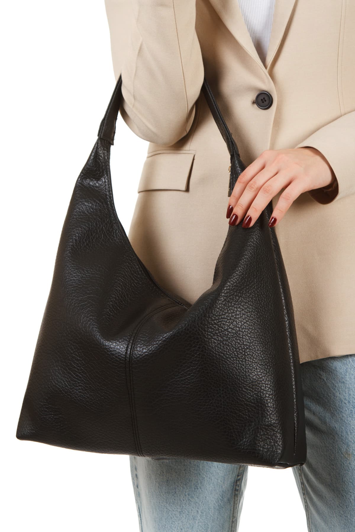 کیف زنانه بزرگ مشکی شانهای و توت Adelina Bags با بافت نرم و فرم آزاد کیف زنانه بزرگ مشکی شانهای و توت Adelina Bags با بافت نرم و فرم آزاد