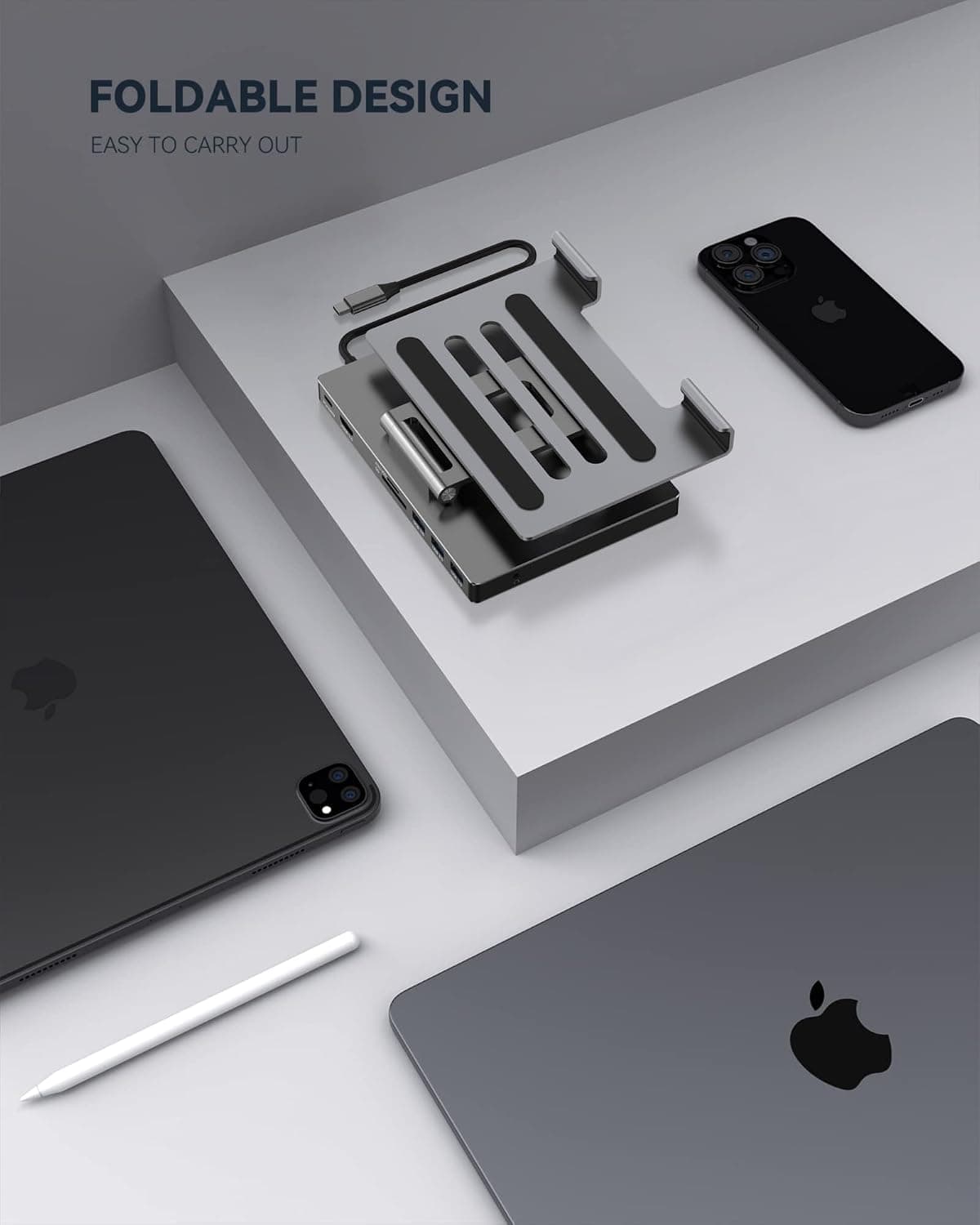 هاب USB C تاشو برای iPad Pro M4 M2 M1 و iPad Air NXPGKEA با HDMI 4K 60Hz و شارژ PD هاب USB C تاشو برای iPad Pro M4 M2 M1 و iPad Air NXPGKEA با HDMI 4K 60Hz و شارژ PD