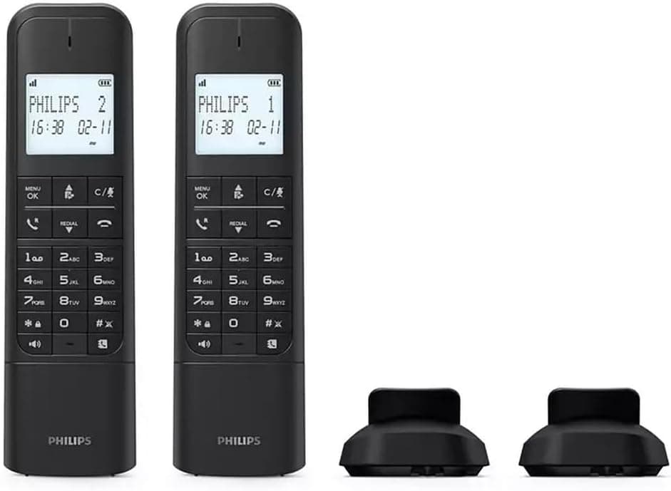 تلفن بیسیم رومیزی دوتایی PHILIPS نمایشگر LCD 4.6 cm دفترچه 50 شماره مدل M4702B/12-2 مشکی تلفن بیسیم رومیزی دوتایی PHILIPS نمایشگر LCD 4.6 cm دفترچه 50 شماره مدل M4702B/12-2 مشکی