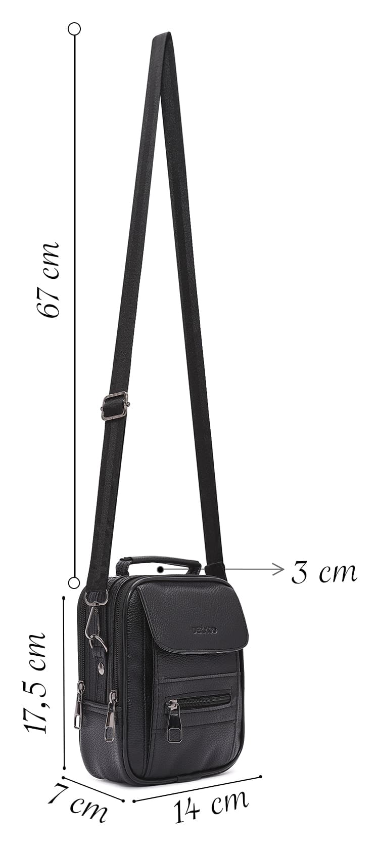 کیف پستچی مردانه Derimod مشکی مدل 19SBD3302FT کیف پستچی مردانه Derimod مشکی مدل 19SBD3302FT