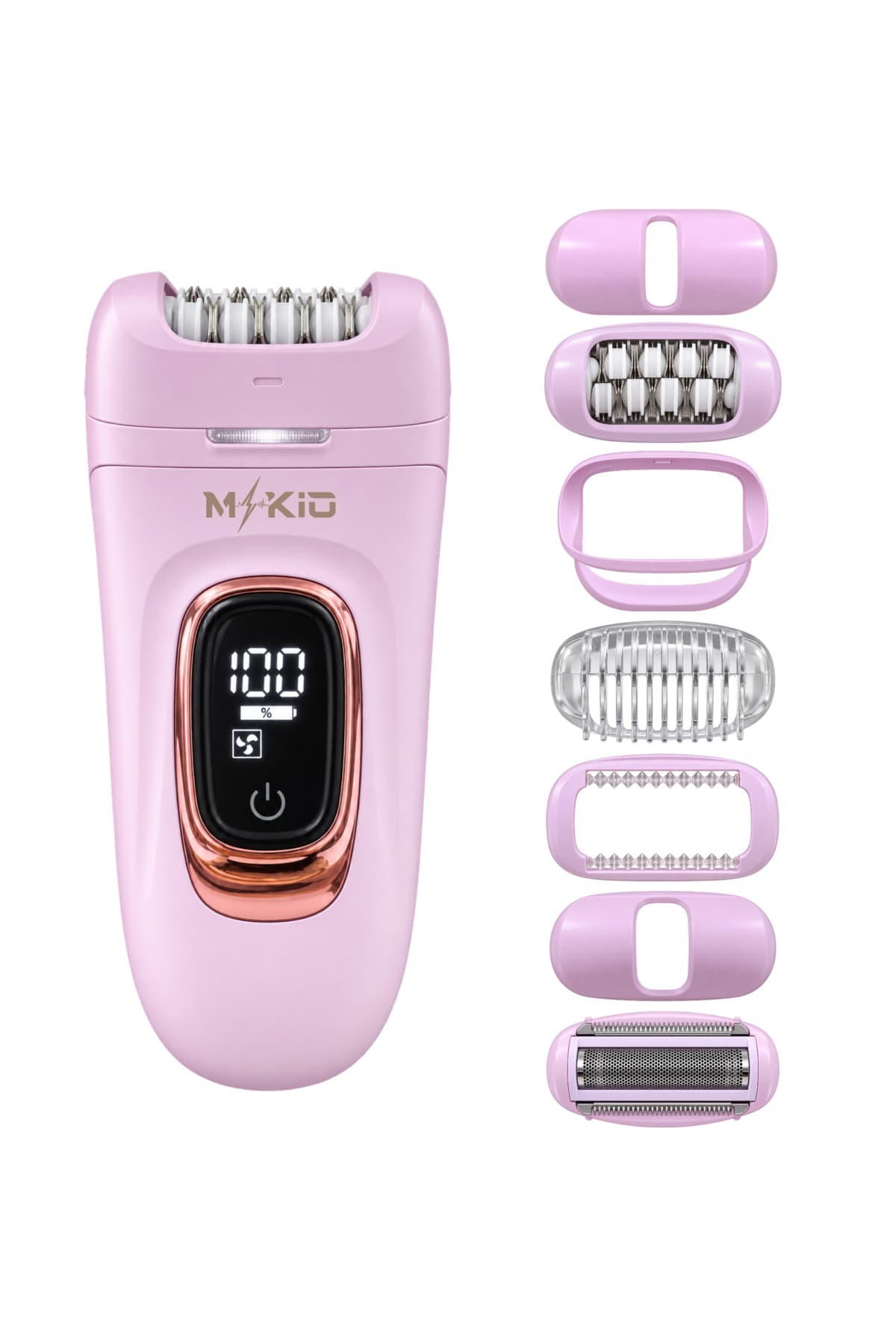 اپیلاتور زنانه MKIO 7 تکه چراغدار با نمایشگر LED، 2 سرعت و 60 دقیقه کارکرد، شارژ Type-C اپیلاتور زنانه MKIO 7 تکه چراغدار با نمایشگر LED، 2 سرعت و 60 دقیقه کارکرد، شارژ Type-C