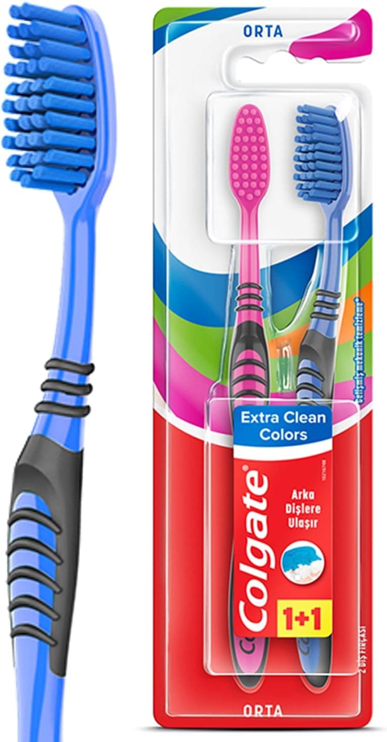 مسواک Colgate Extra Clean Colors 1+1 مسواک Colgate Extra Clean Colors 1+1