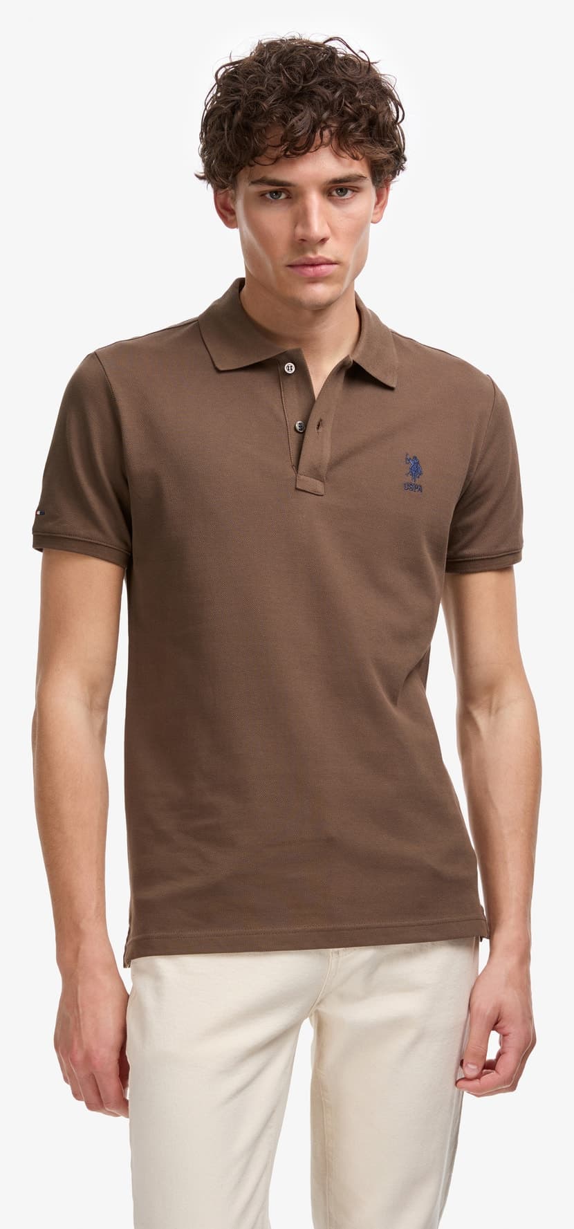 تیشرت مردانه U.S. Polo Assn. یقه پولو اسلیم فیت قهوهای ساده مدل 50322304-VR029 تیشرت مردانه U.S. Polo Assn. یقه پولو اسلیم فیت قهوهای ساده مدل 50322304-VR029