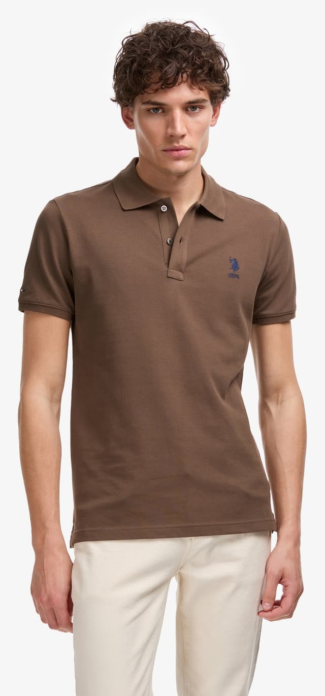 تیشرت مردانه U.S. Polo Assn. یقه پولو اسلیم فیت قهوهای ساده مدل 50322304-VR029 تیشرت مردانه U.S. Polo Assn. یقه پولو اسلیم فیت قهوهای ساده مدل 50322304-VR029