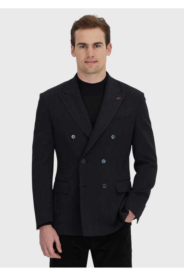 کت مردانه Ramsey مشکی طرحدار Zeroweight اسلیم فیت ترکیب پشمی کت مردانه Ramsey مشکی طرحدار Zeroweight اسلیم فیت ترکیب پشمی