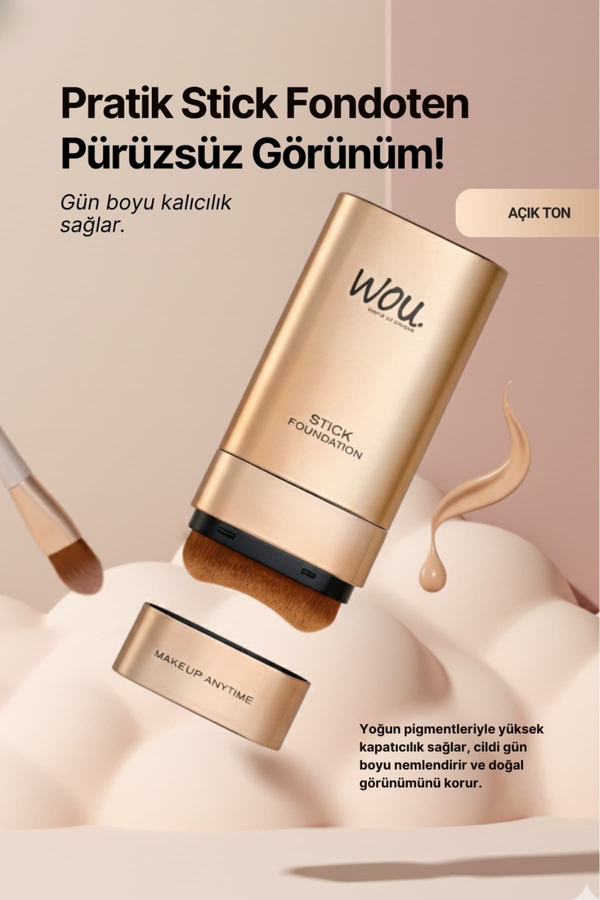 فوندیشن استیک WOU World of Unique کانسیلر برسدار 2 in 1 20gr تن روشن فوندیشن استیک WOU World of Unique کانسیلر برسدار 2 in 1 20gr تن روشن