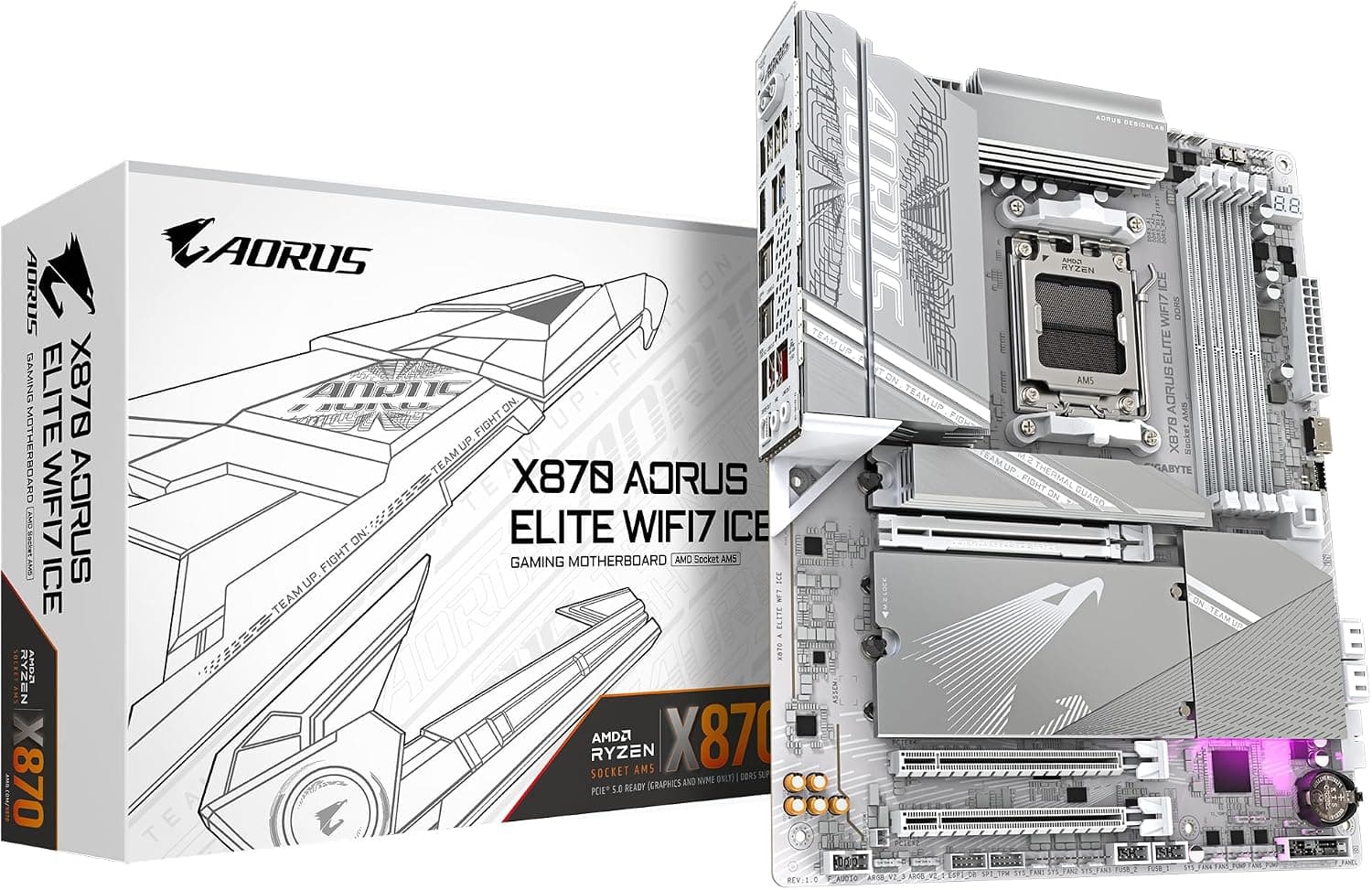مادربرد Gigabyte برای پردازندههای AMD Ryzen 9000 مدل X870 A Elite WIFI7 Ice مادربرد Gigabyte برای پردازندههای AMD Ryzen 9000 مدل X870 A Elite WIFI7 Ice