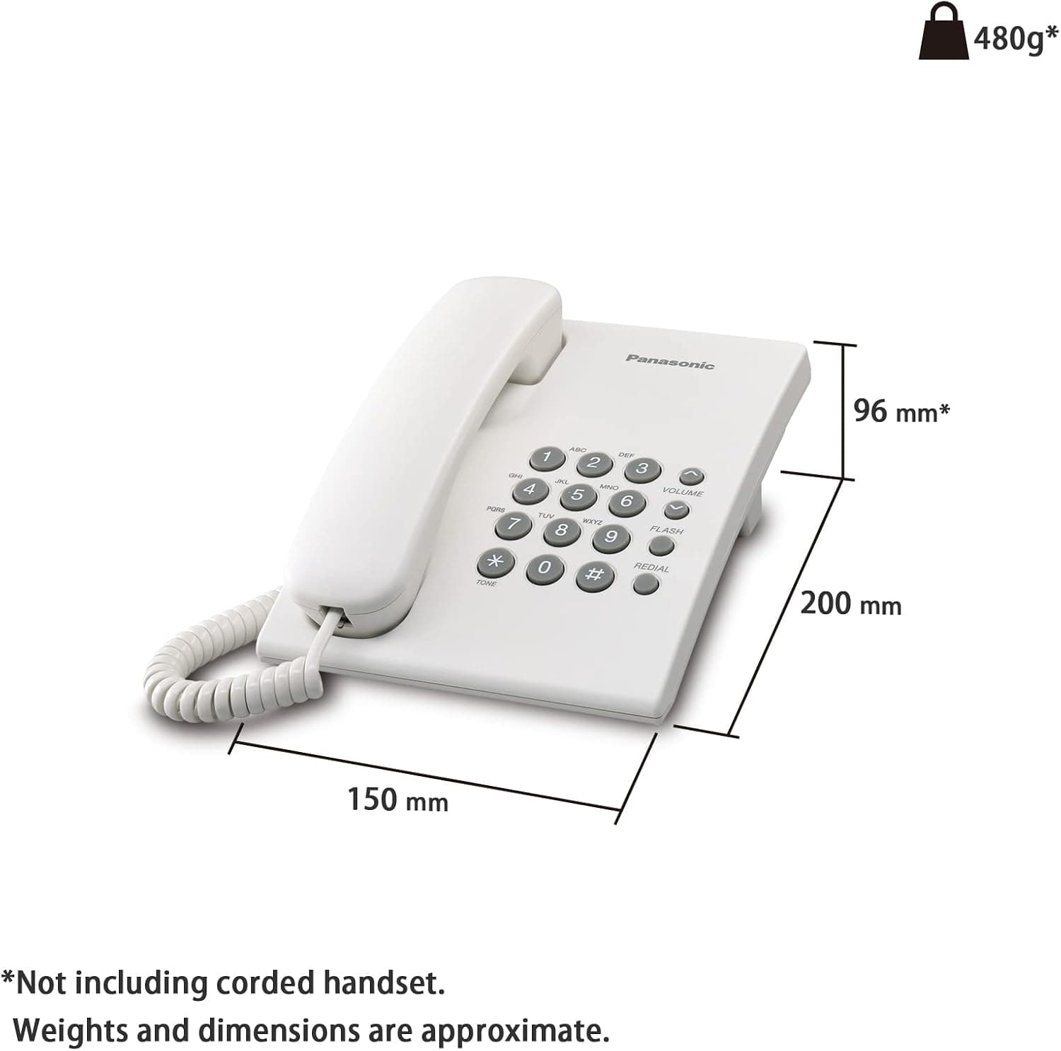 تلفن رومیزی سیمی Panasonic مدل KX-TS500 سفید تلفن رومیزی سیمی Panasonic مدل KX-TS500 سفید