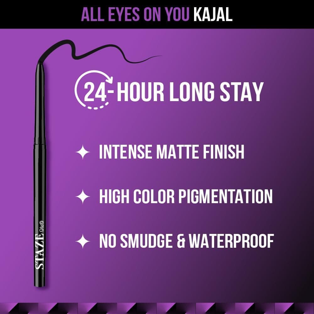 مداد چشم Kajal مشکی Staze ضدآب و ضدپخش مدل 9to9 All Eyes On You 0.3g مداد چشم Kajal مشکی Staze ضدآب و ضدپخش مدل 9to9 All Eyes On You 0.3g