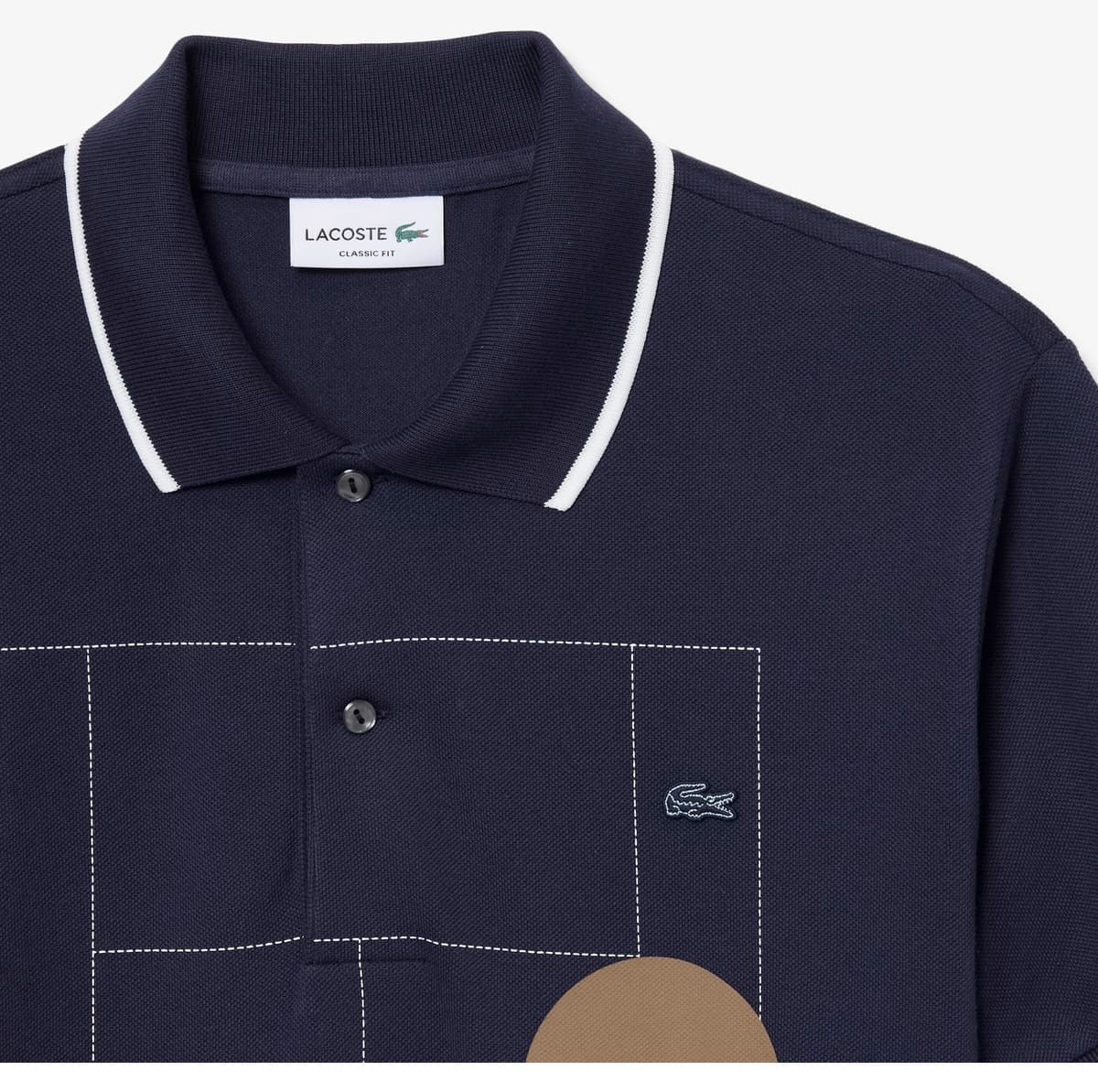 پولو شرت مردانه Lacoste فیت کلاسیک چاپدار سرمهای پولو شرت مردانه Lacoste فیت کلاسیک چاپدار سرمهای