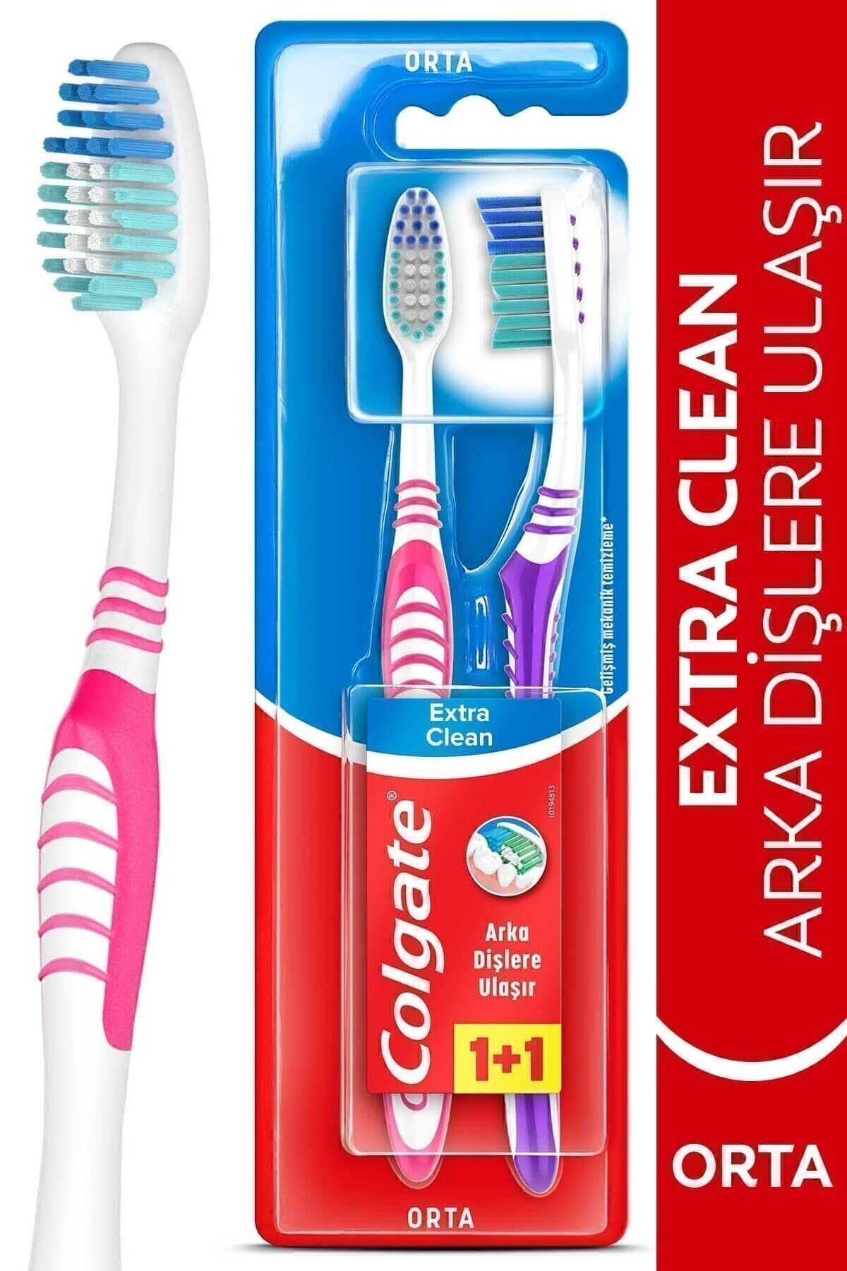 مسواک متوسط Colgate Extra Clean با زبانپاککن و دسترسی به دندانهای عقبی 1+1 مسواک متوسط Colgate Extra Clean با زبانپاککن و دسترسی به دندانهای عقبی 1+1