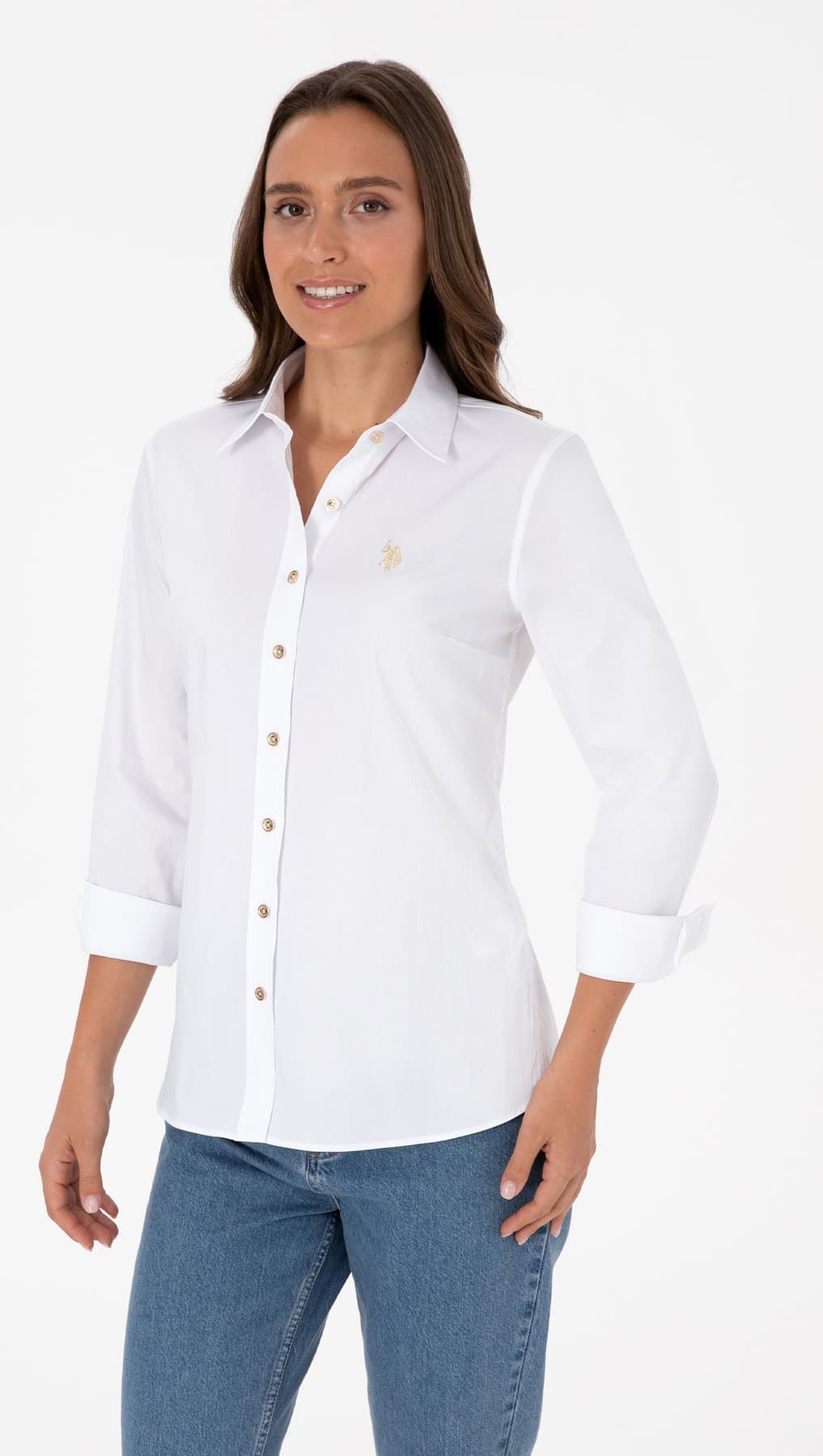 پیراهن زنانه U.S. Polo Assn. سفید آستین بلند ساده مدل 50308024-VR013 پیراهن زنانه U.S. Polo Assn. سفید آستین بلند ساده مدل 50308024-VR013