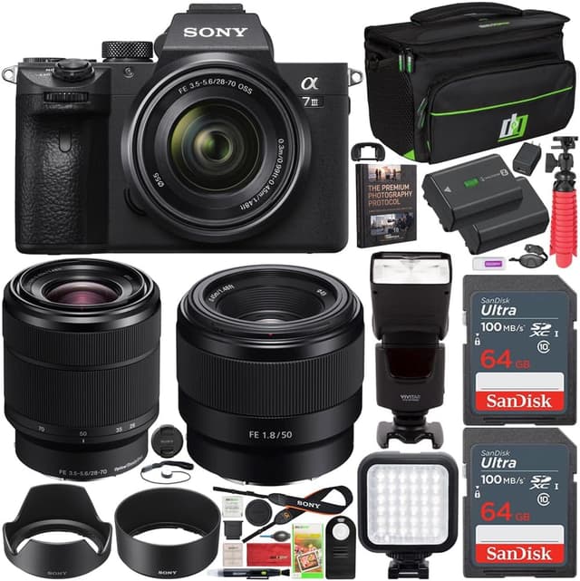 دوربین بیآینه Sony a7III فول فریم با کیت دو لنزی مدل ILCE-7M3K/B دوربین بیآینه Sony a7III فول فریم با کیت دو لنزی مدل ILCE-7M3K/B