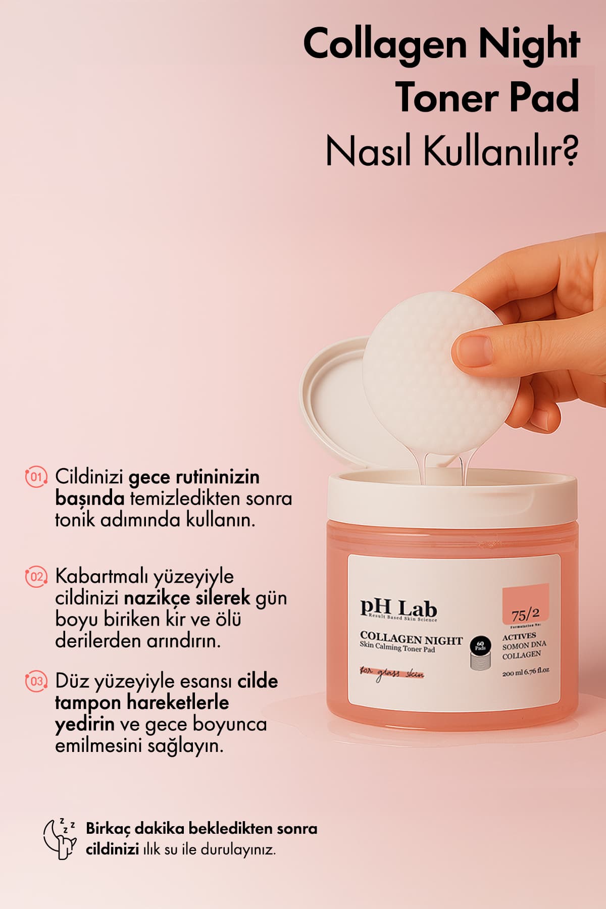 پد تونر Ph Lab Collagen Night با DNA سالمون مراقبت شبانه 60 عددی پد تونر Ph Lab Collagen Night با DNA سالمون مراقبت شبانه 60 عددی