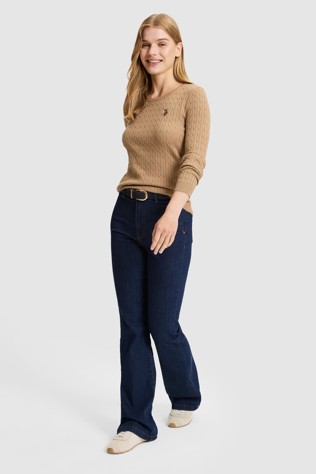 پلیور زنانه U.S. Polo Assn. شتری بیسیک مدل 50331602-VR015 پلیور زنانه U.S. Polo Assn. شتری بیسیک مدل 50331602-VR015