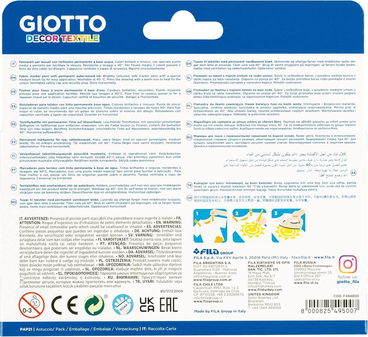 رنگ پارچه Giotto Decor بسته آویزدار 6 عددی رنگ پارچه Giotto Decor بسته آویزدار 6 عددی