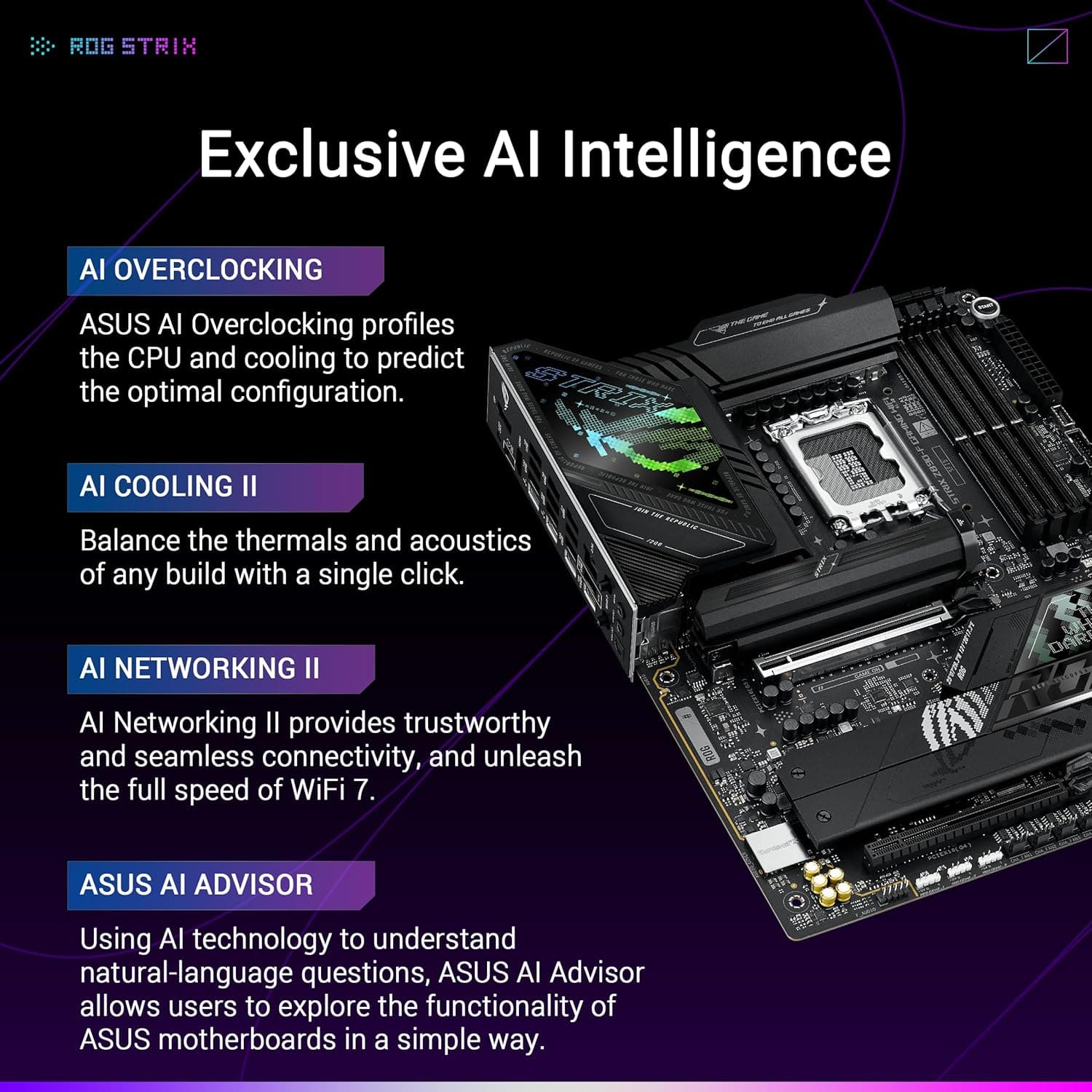 مادربرد ASUS مدل ROG STRIX Z890-F GAMING WIFI سوکت LGA 1851 مشکی مادربرد ASUS مدل ROG STRIX Z890-F GAMING WIFI سوکت LGA 1851 مشکی